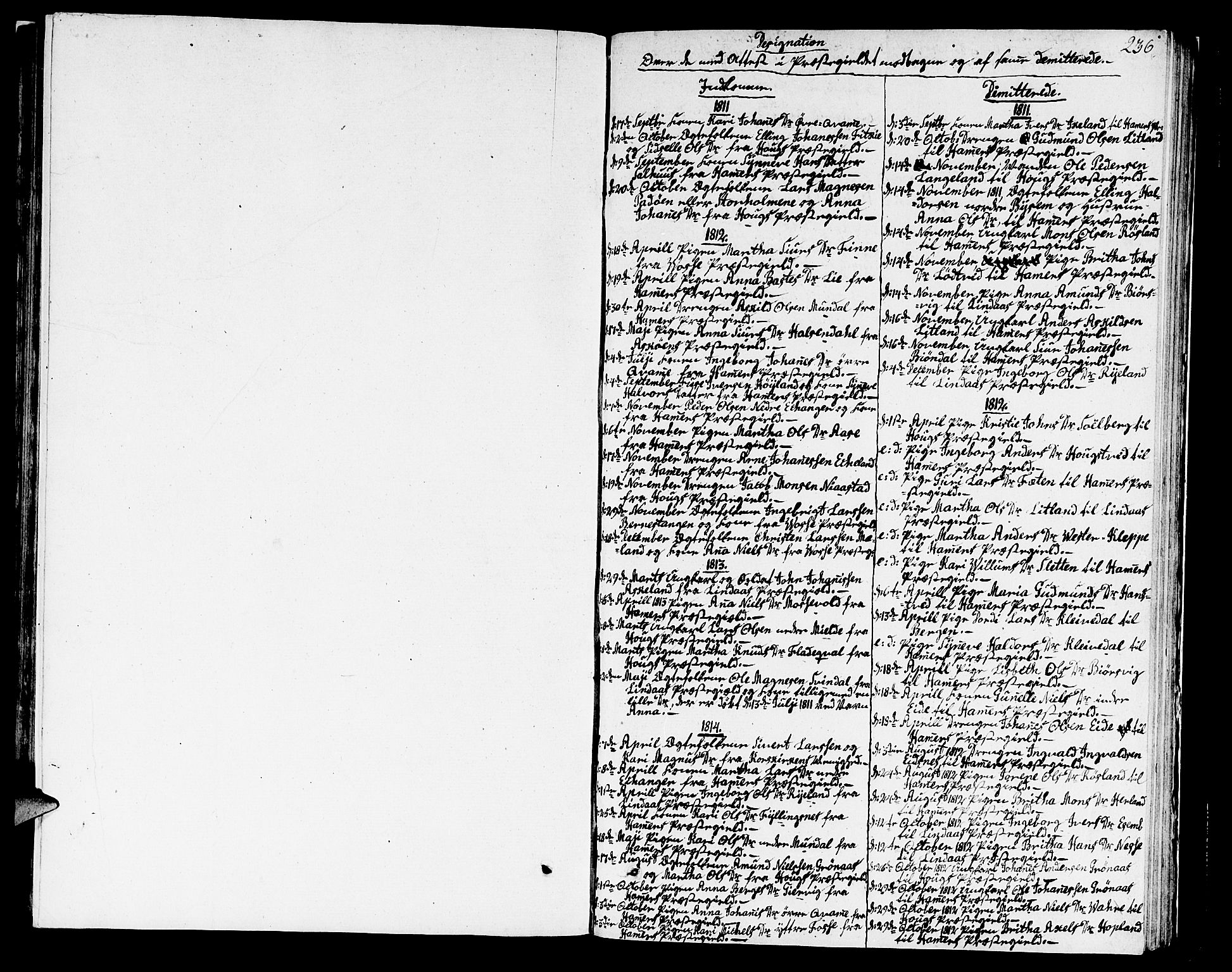 Hosanger sokneprestembete, AV/SAB-A-75801/H/Haa: Ministerialbok nr. A 4, 1811-1821, s. 236