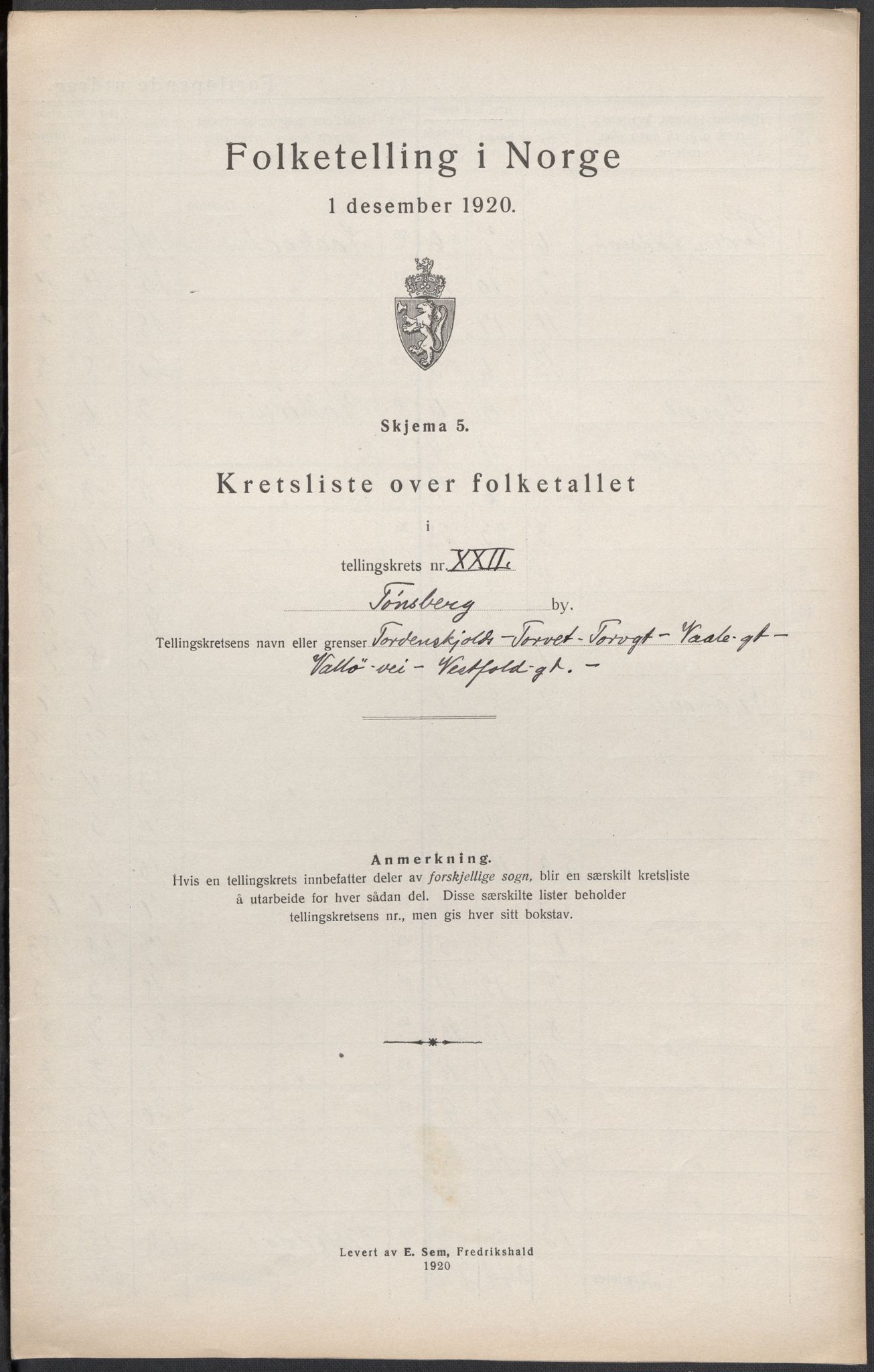 SAKO, Folketelling 1920 for 0705 Tønsberg kjøpstad, 1920, s. 49