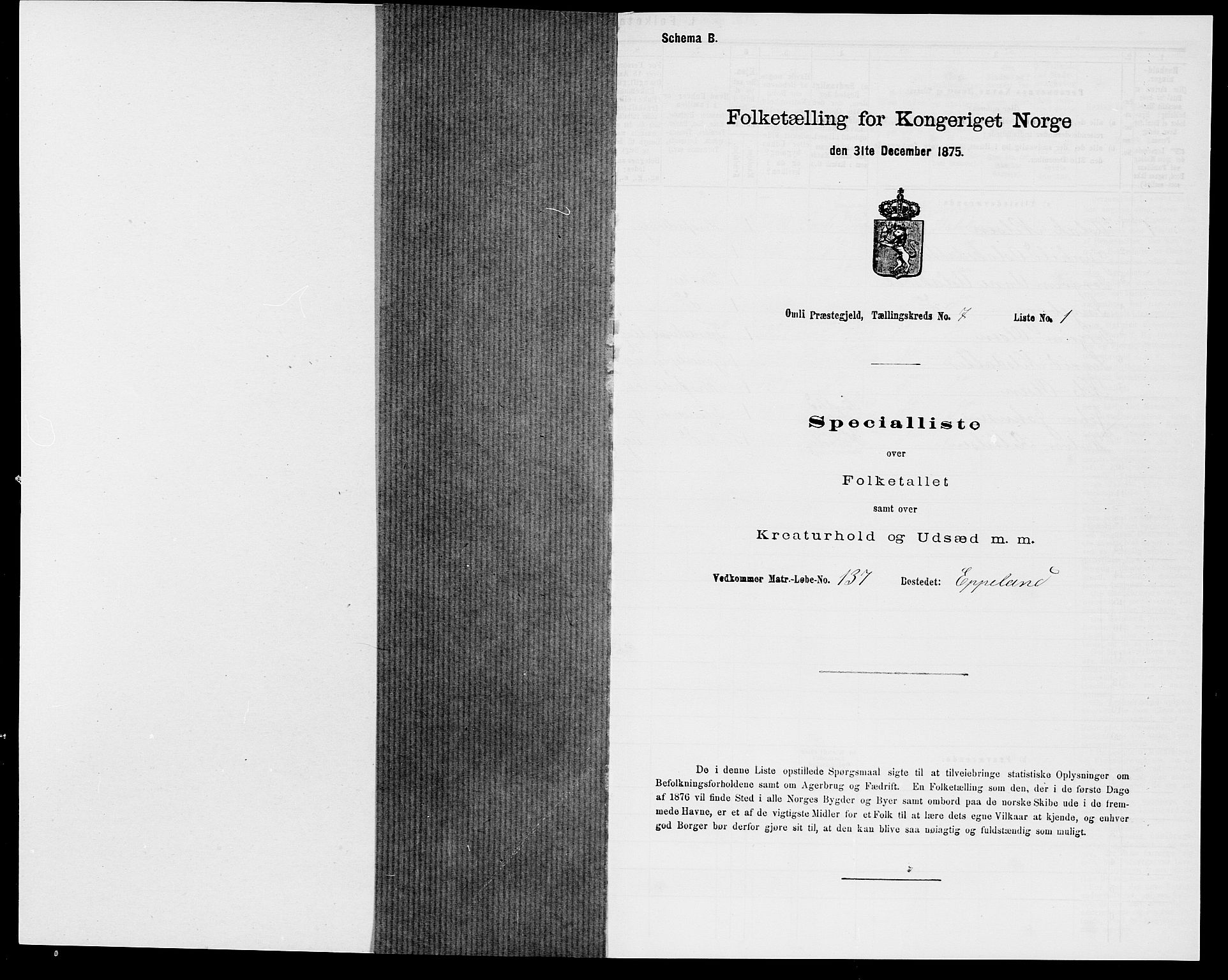 SAK, Folketelling 1875 for 0929P Åmli prestegjeld, 1875, s. 538