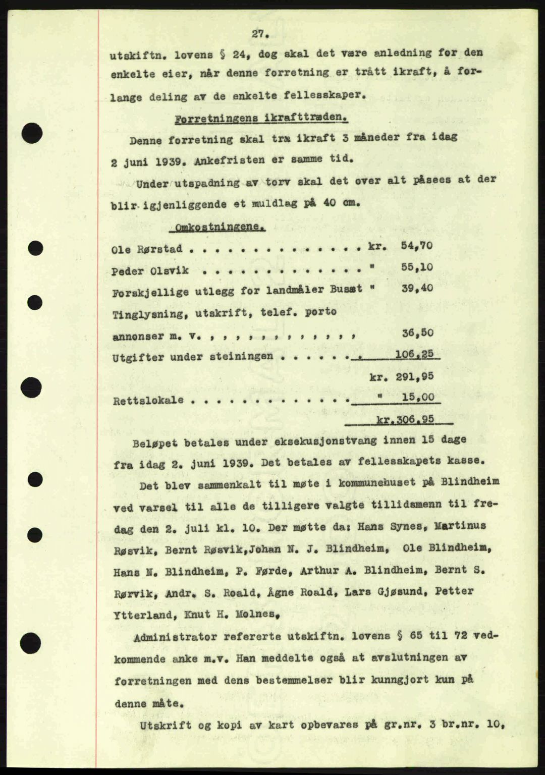 Nordre Sunnmøre sorenskriveri, AV/SAT-A-0006/1/2/2C/2Ca: Pantebok nr. A8, 1939-1940, Dagboknr: 44/1940