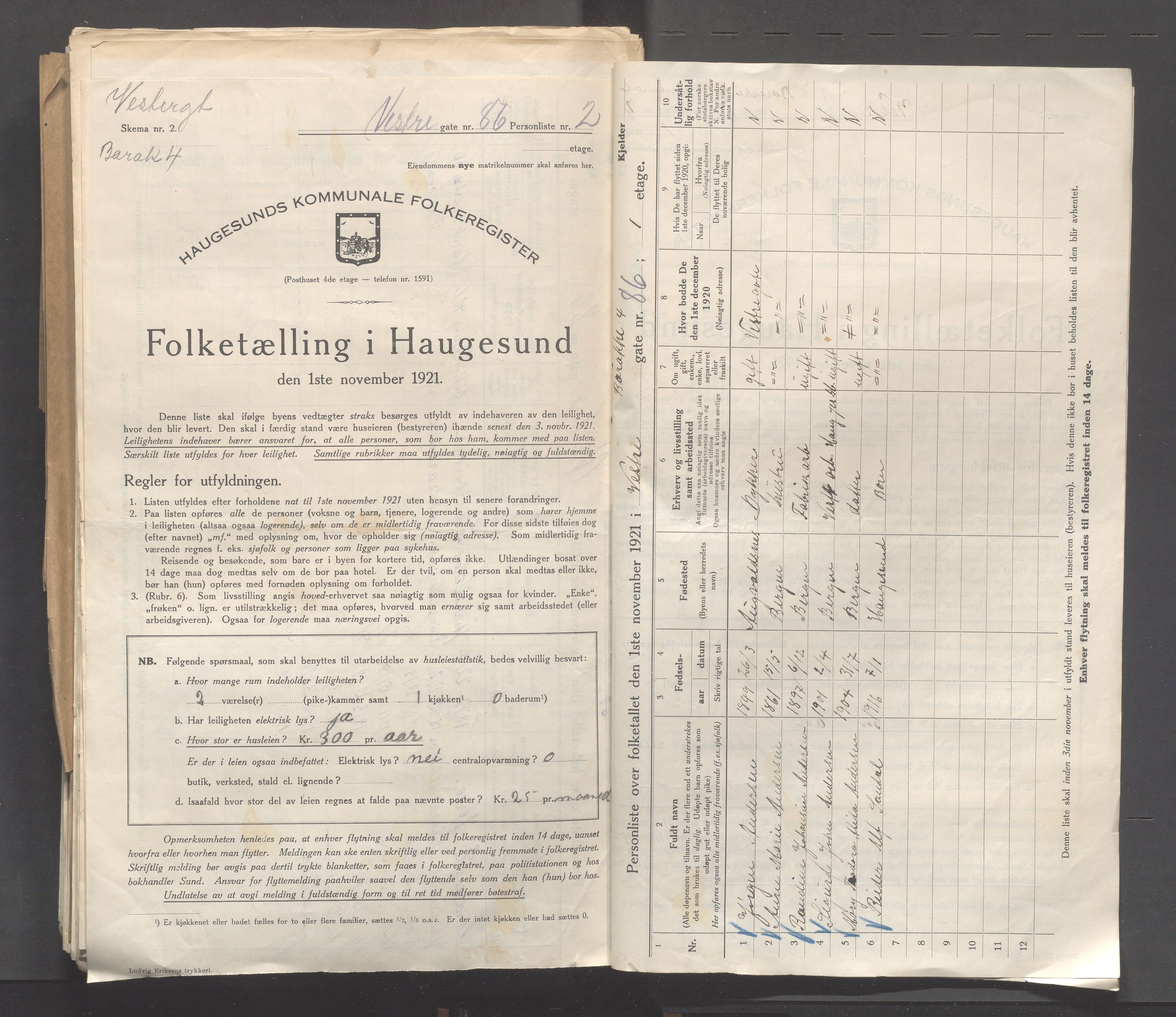 IKAR, Kommunal folketelling 1.11.1921 for Haugesund, 1921, s. 6641