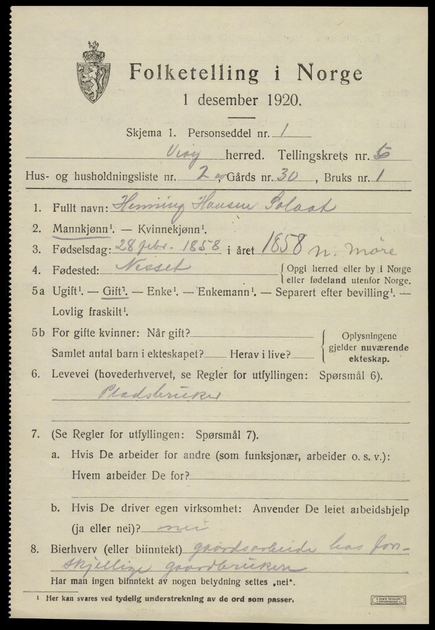 SAT, Folketelling 1920 for 1541 Veøy herred, 1920, s. 2537