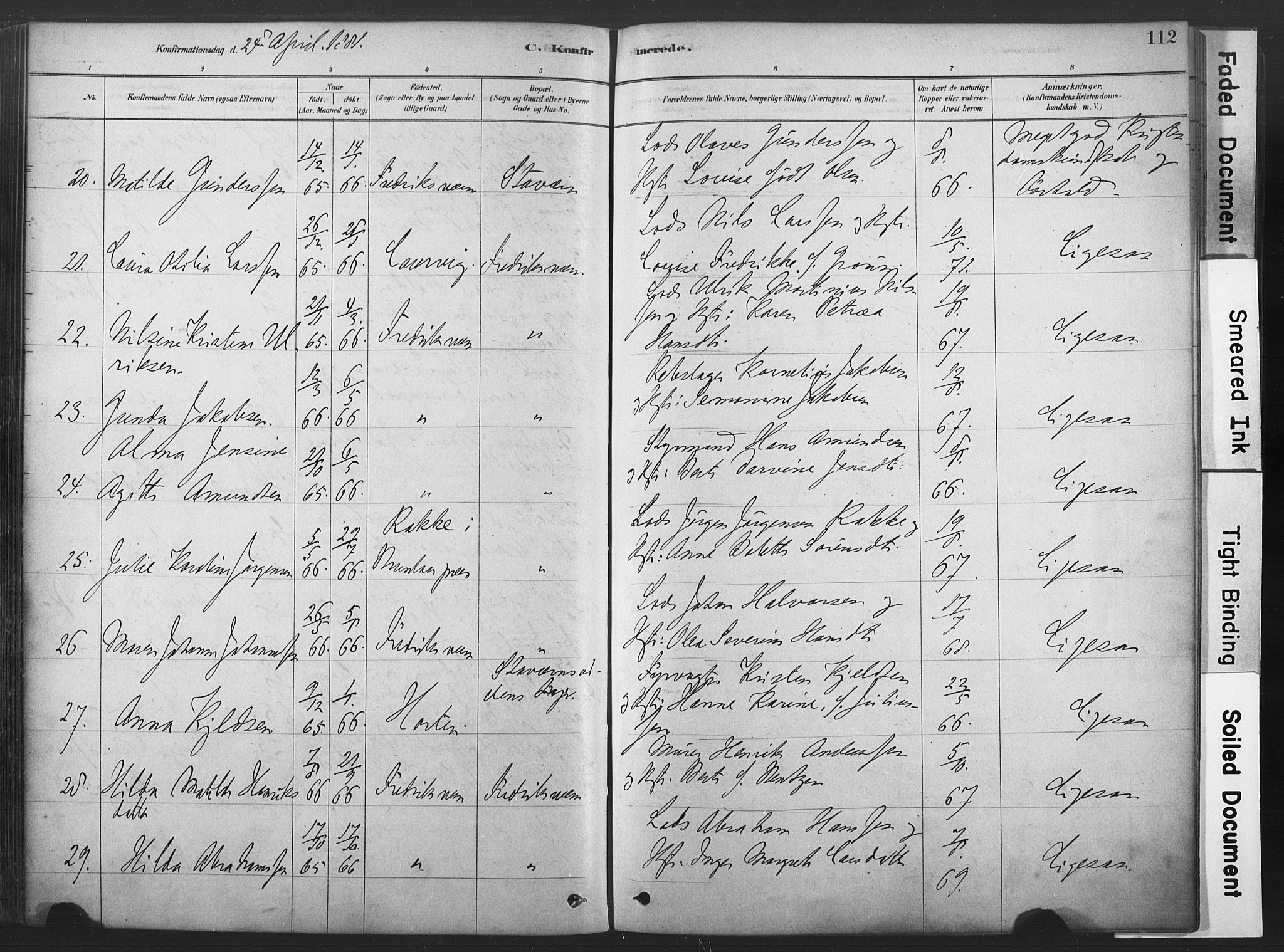 Stavern kirkebøker, AV/SAKO-A-318/F/Fa/L0008: Ministerialbok nr. 8, 1878-1905, s. 112