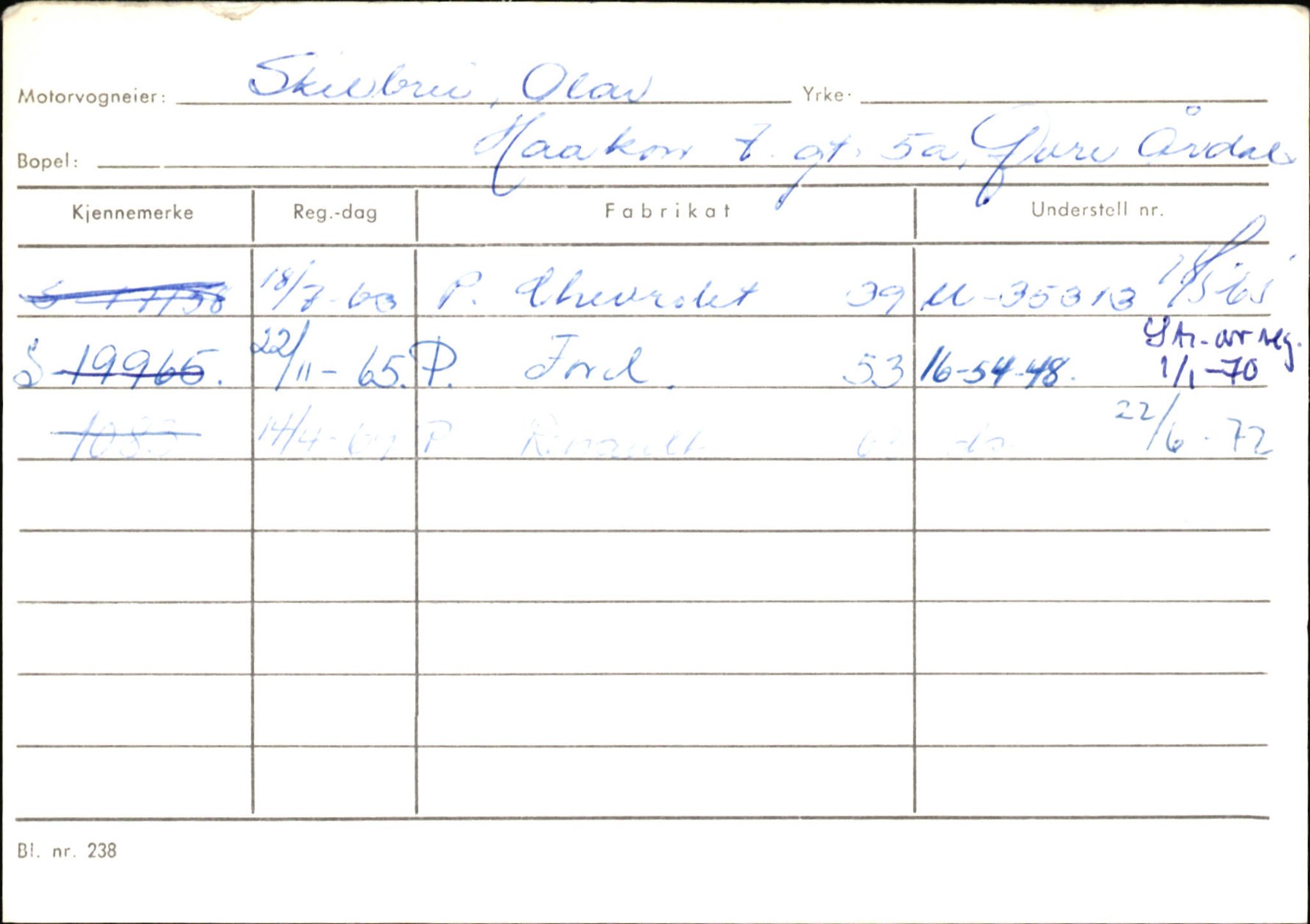 Statens vegvesen, Sogn og Fjordane vegkontor, SAB/A-5301/4/F/L0146: Registerkort Årdal R-Å samt diverse kort, 1945-1975, s. 352