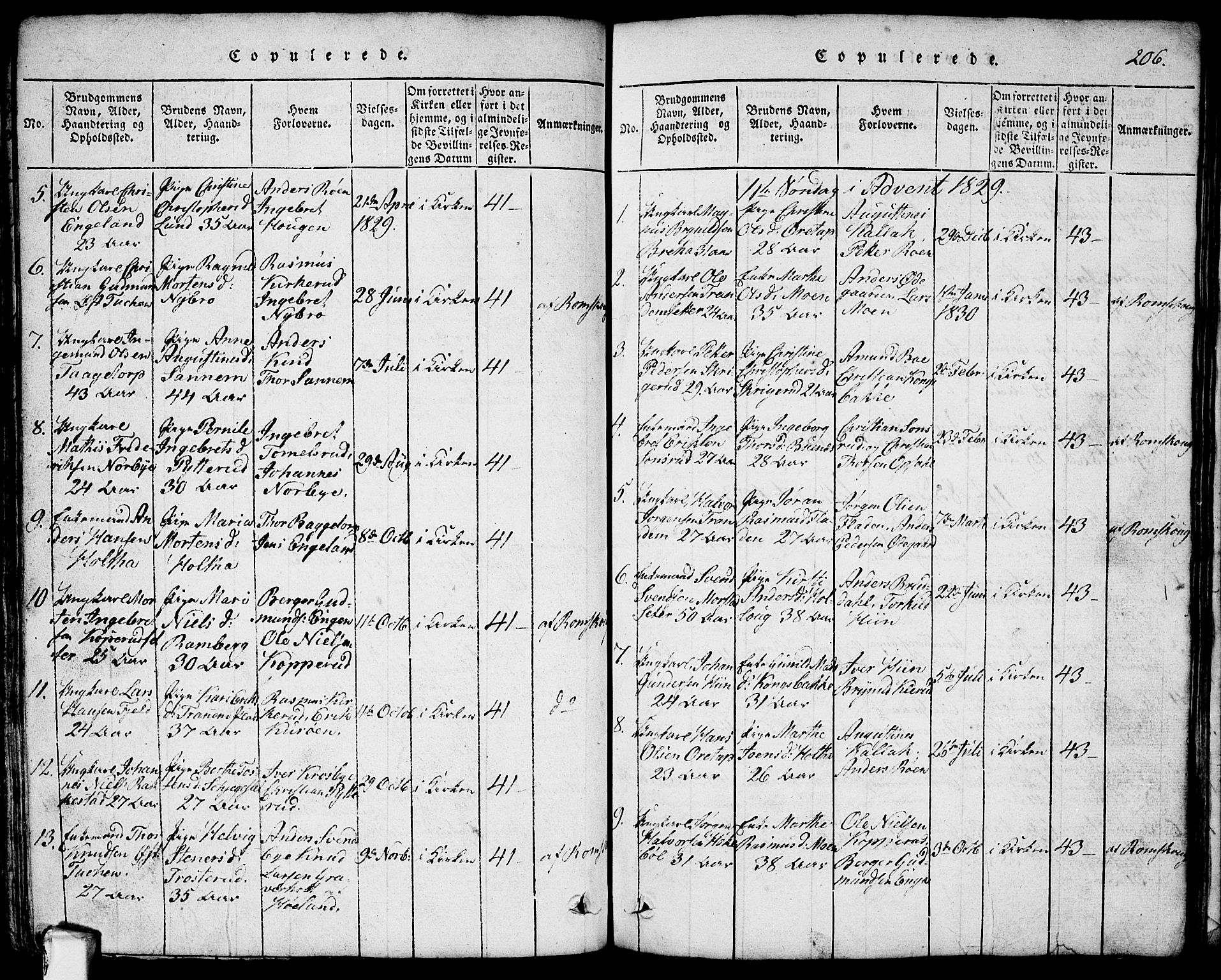 Rødenes prestekontor Kirkebøker, SAO/A-2005/G/Ga/L0001: Klokkerbok nr.  I 1, 1814-1841, s. 206