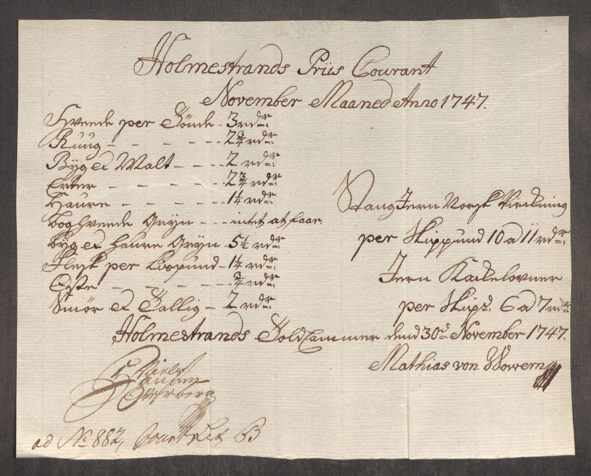 Rentekammeret inntil 1814, Realistisk ordnet avdeling, AV/RA-EA-4070/Oe/L0003: [Ø1]: Priskuranter, 1745-1748, s. 545