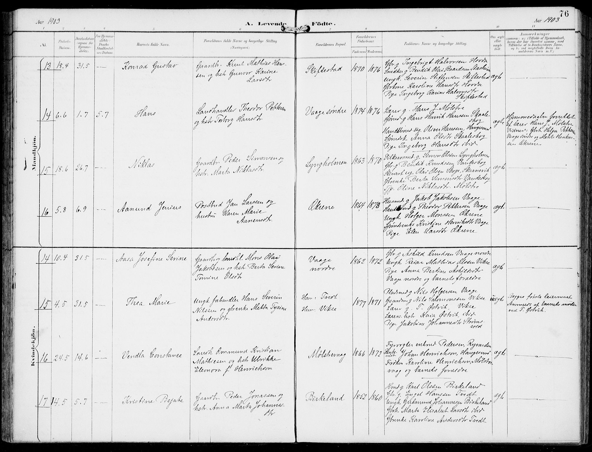 Sveio Sokneprestembete, AV/SAB-A-78501/H/Haa: Ministerialbok nr. B  3, 1894-1906, s. 76