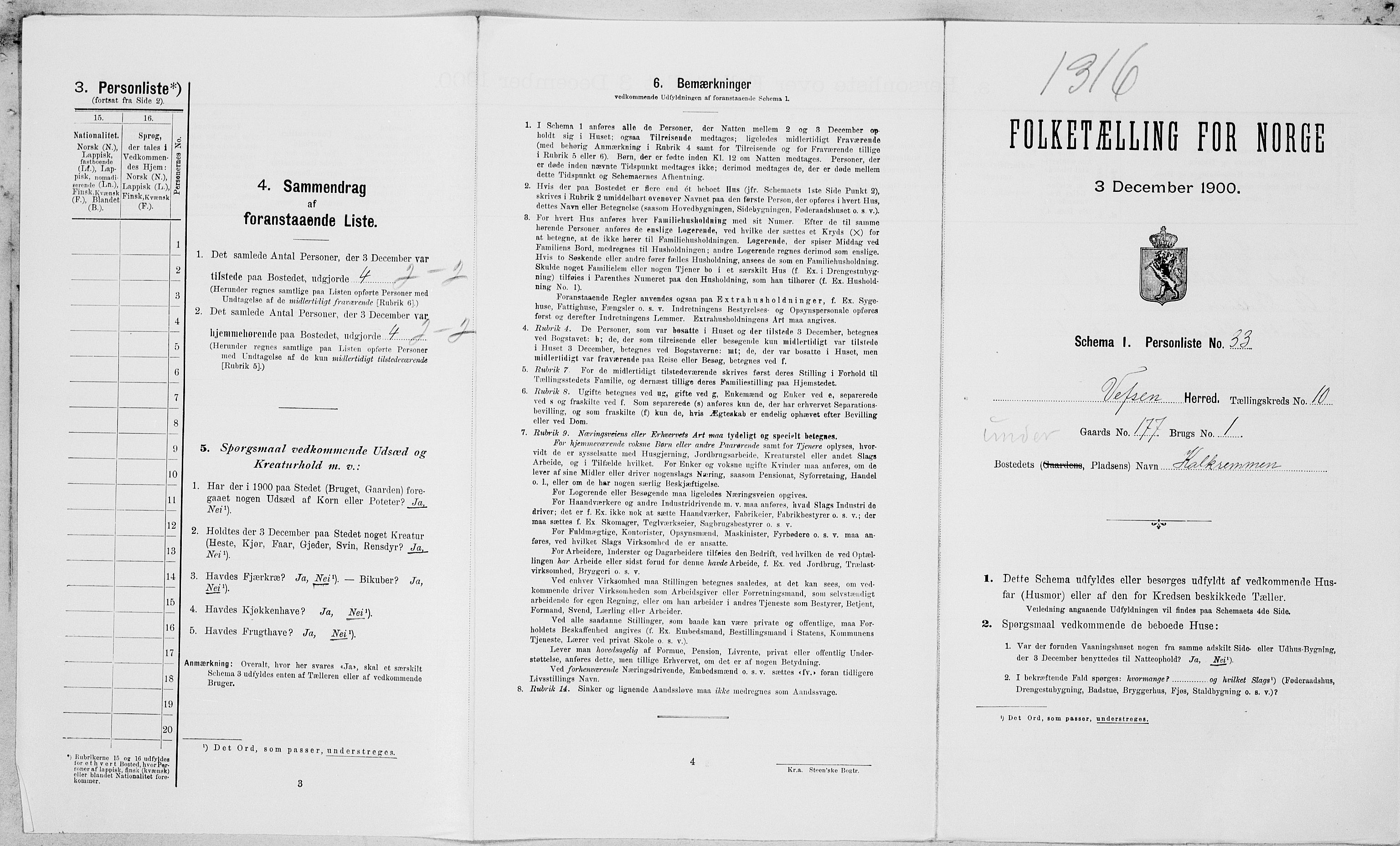SAT, Folketelling 1900 for 1824 Vefsn herred, 1900, s. 943