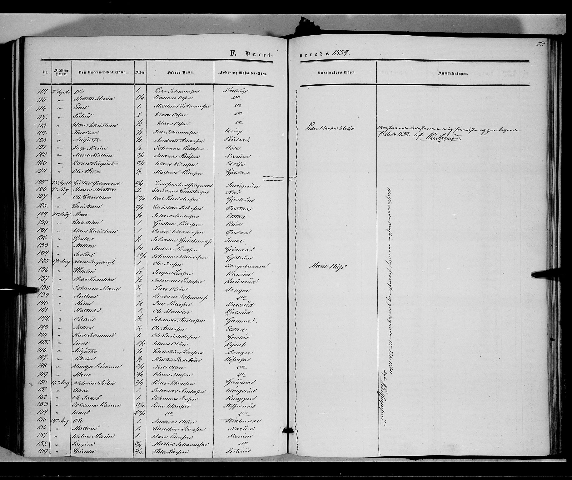 Vestre Toten prestekontor, SAH/PREST-108/H/Ha/Haa/L0006: Ministerialbok nr. 6, 1856-1861, s. 355