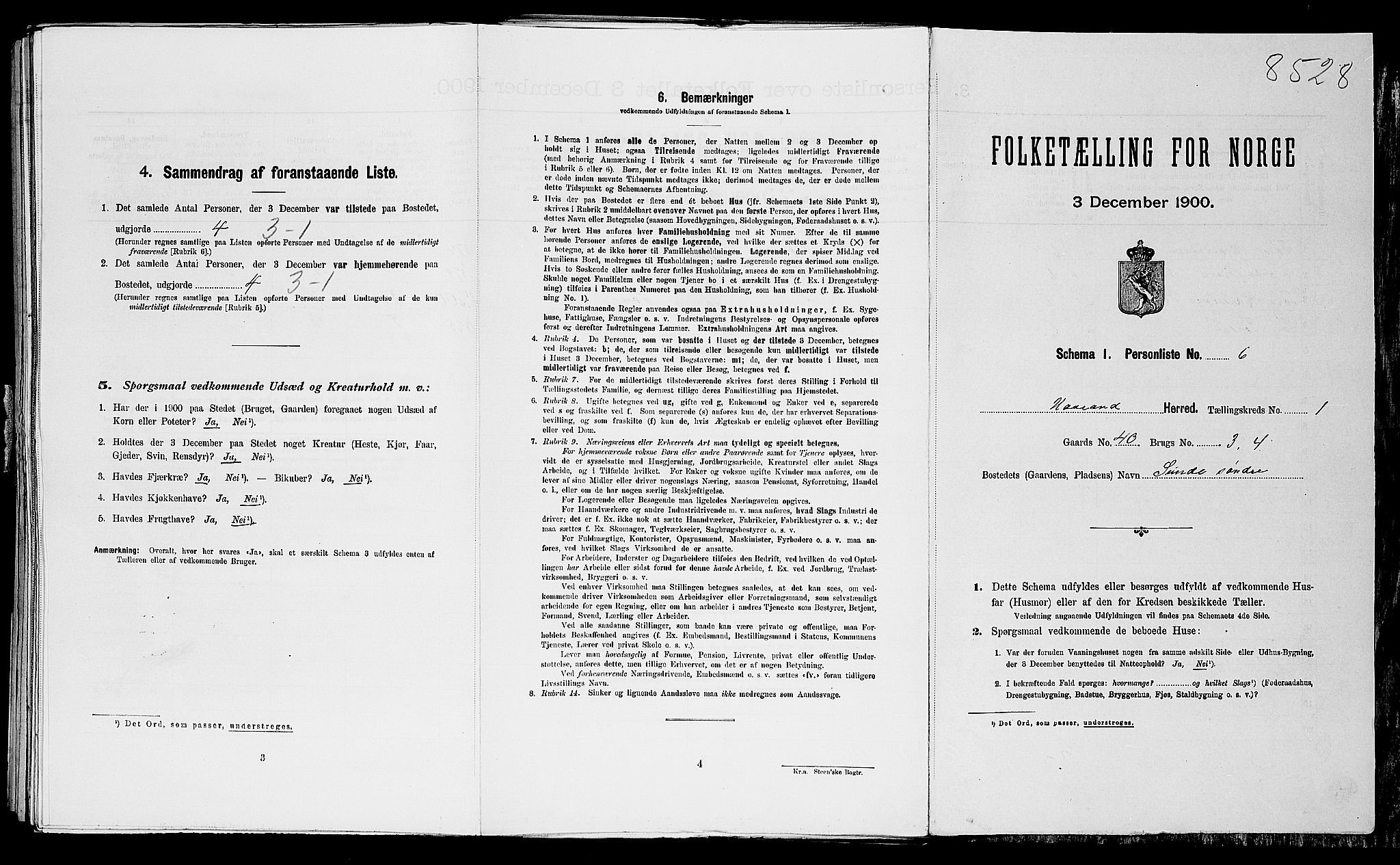 SAST, Folketelling 1900 for 1124 Haaland herred, 1900, s. 109