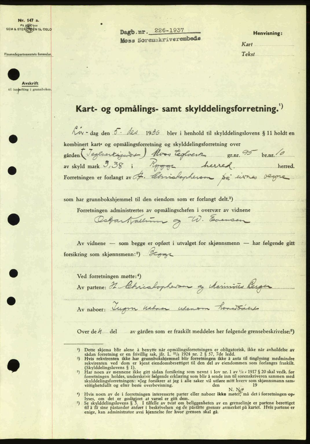 Moss sorenskriveri, SAO/A-10168: Pantebok nr. A2, 1936-1937, Dagboknr: 226/1936