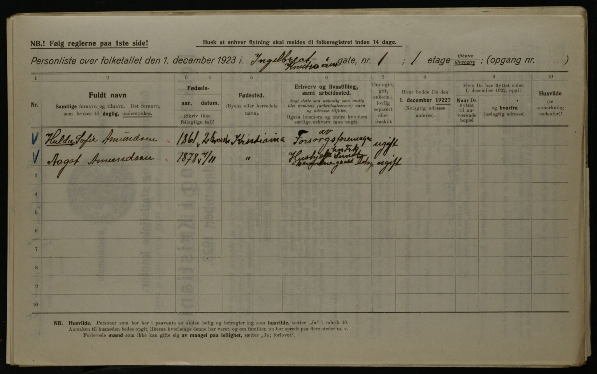 OBA, Kommunal folketelling 1.12.1923 for Kristiania, 1923, s. 48990