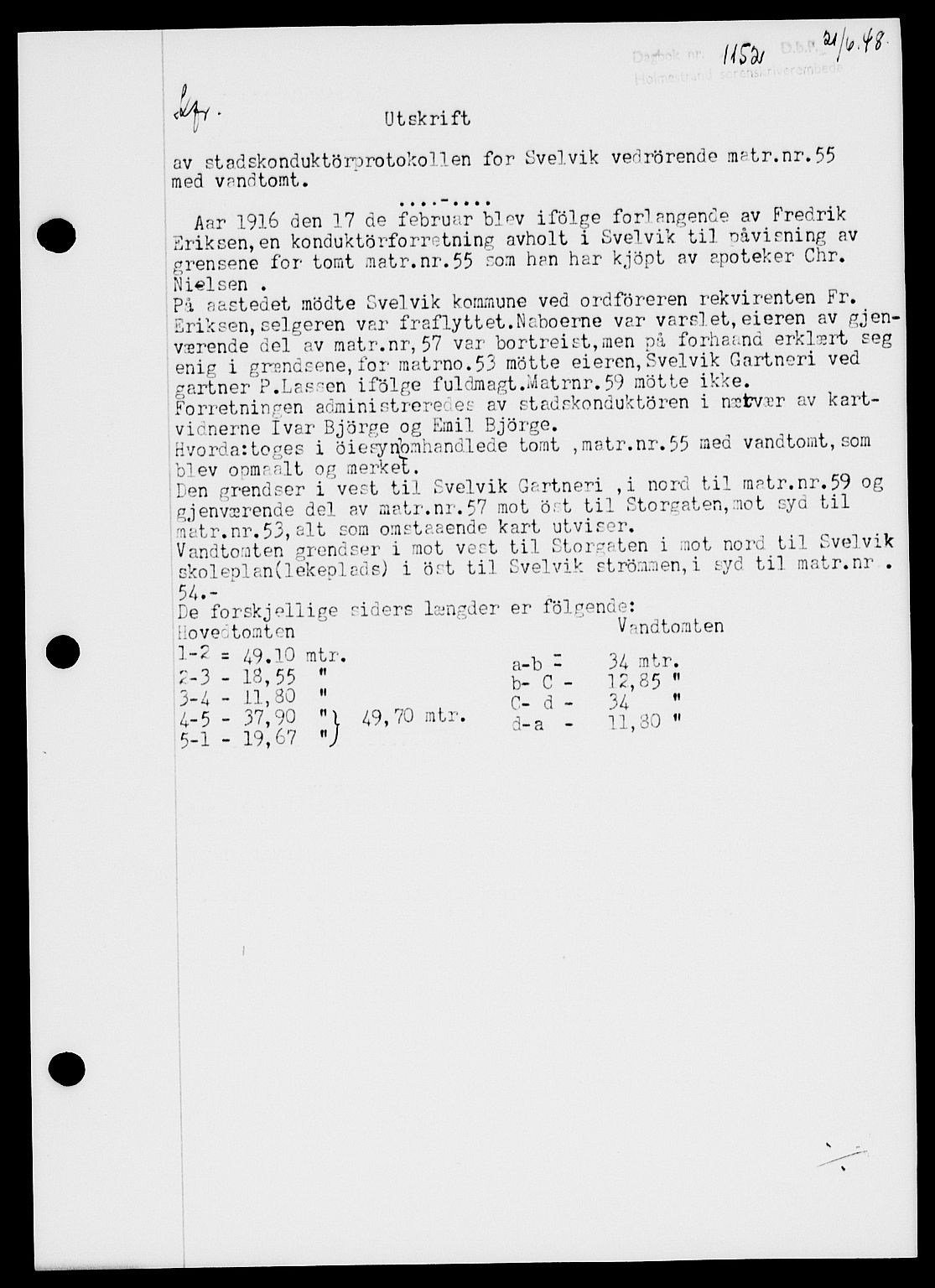 Holmestrand sorenskriveri, SAKO/A-67/G/Ga/Gaa/L0064: Pantebok nr. A-64, 1948-1948, Dagboknr: 1152/1948