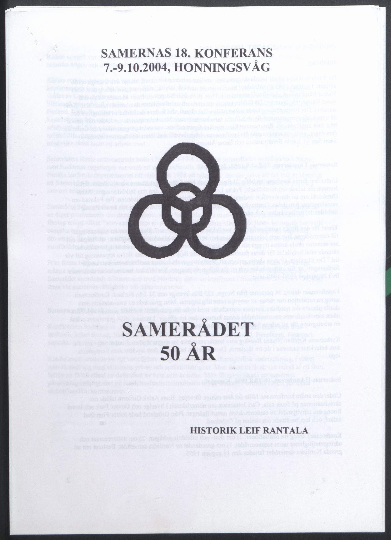 Sámiráđđi / Saami Council, AV/SAMI-PA-1126/X/L0018: Saami Conference XVIII, 2004