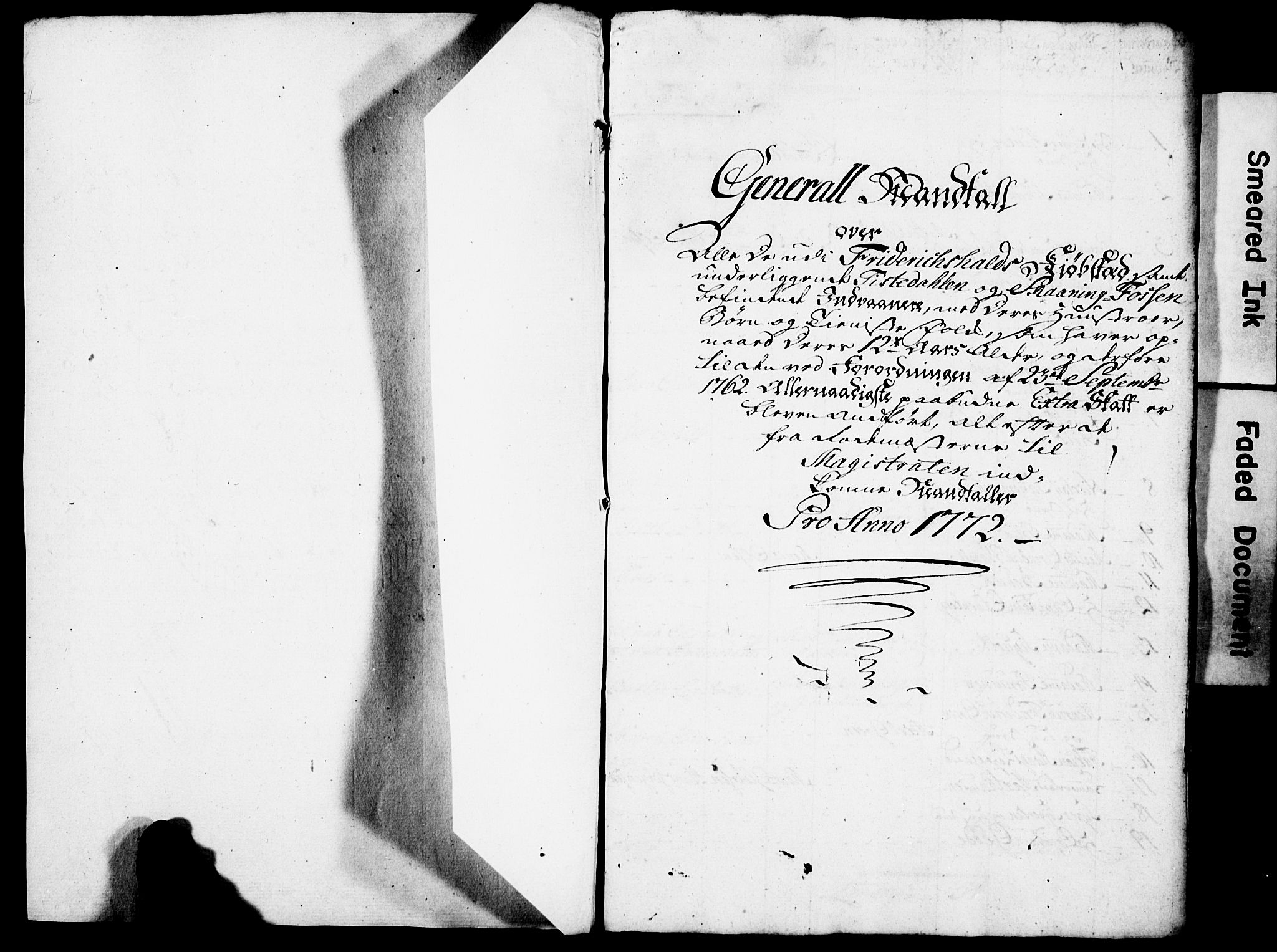 Kristiania stiftamt, SAO/A-10386/L/La/L0005/0006: Manntall og matrikler / Manntall for Fredrikshald, Tistedal og Kragerø, 1772