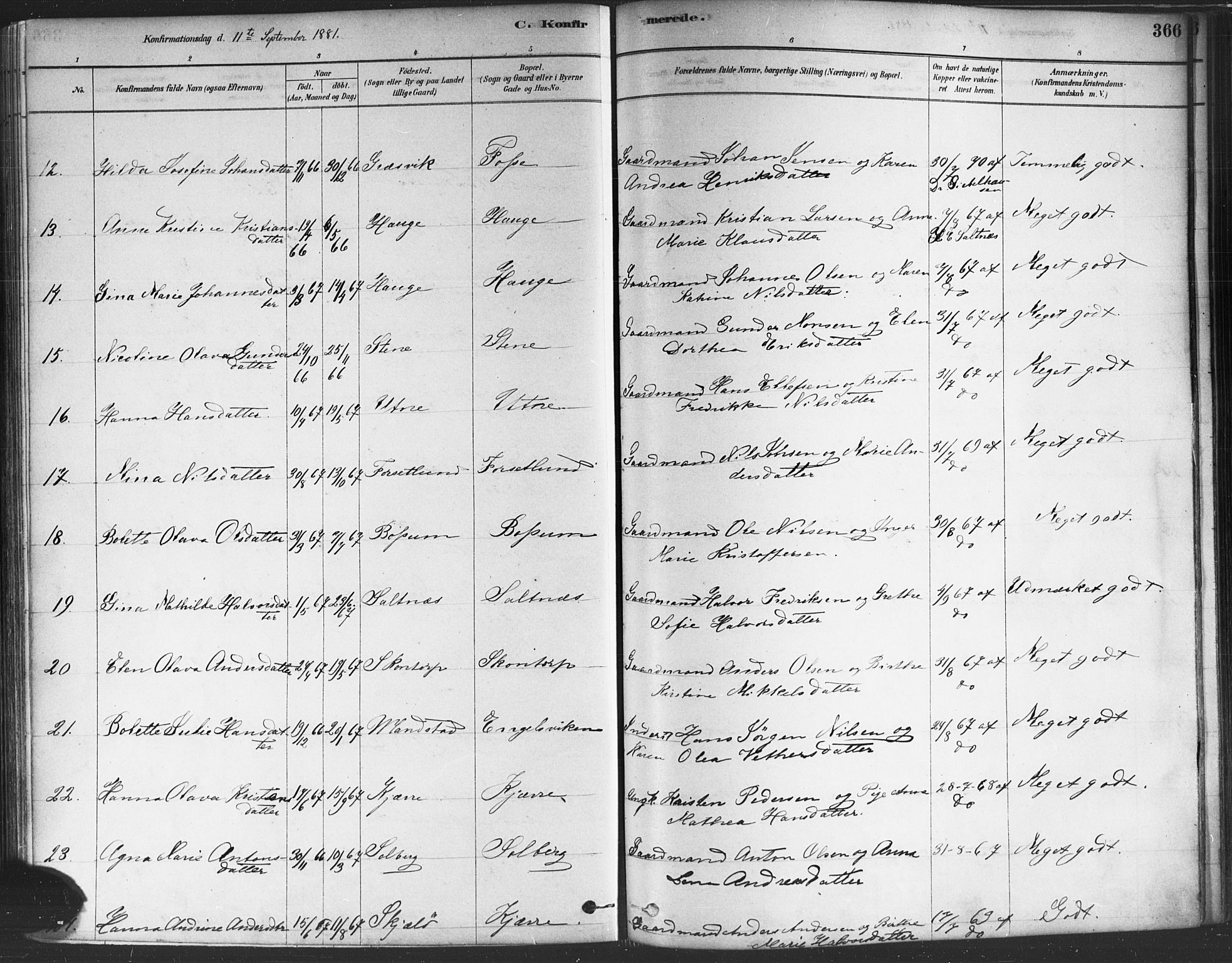 Onsøy prestekontor Kirkebøker, AV/SAO-A-10914/F/Fa/L0005: Ministerialbok nr. I 5, 1878-1898, s. 366