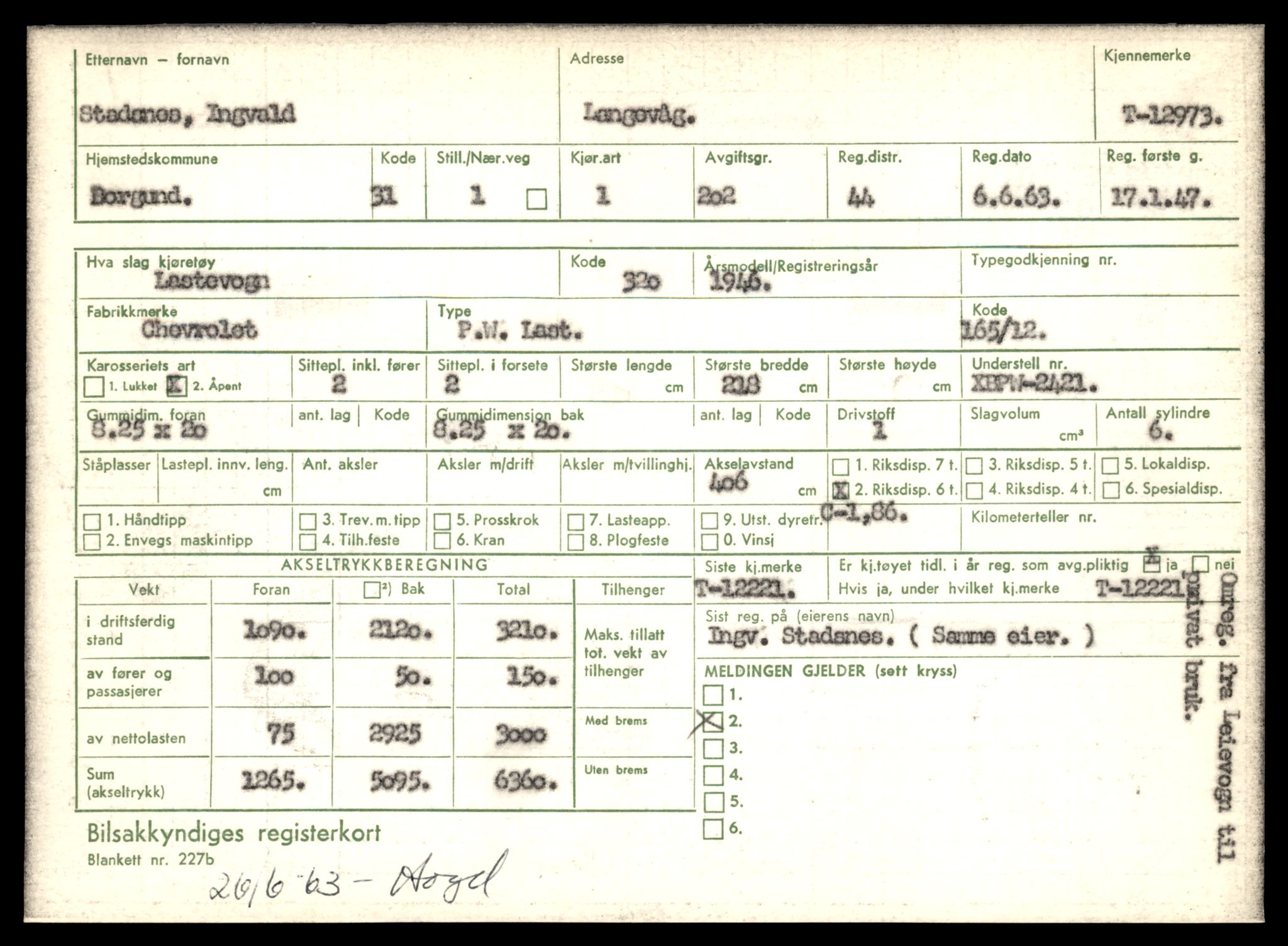 Møre og Romsdal vegkontor - Ålesund trafikkstasjon, AV/SAT-A-4099/F/Fe/L0036: Registreringskort for kjøretøy T 12831 - T 13030, 1927-1998, s. 2145