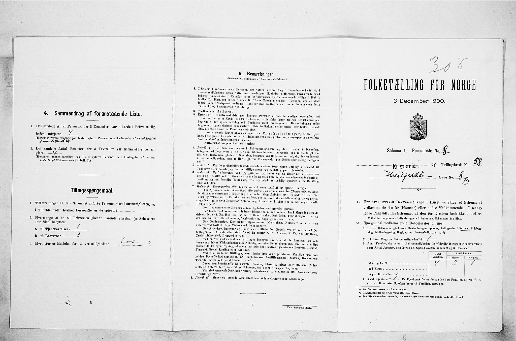 SAO, Folketelling 1900 for 0301 Kristiania kjøpstad, 1900, s. 39205