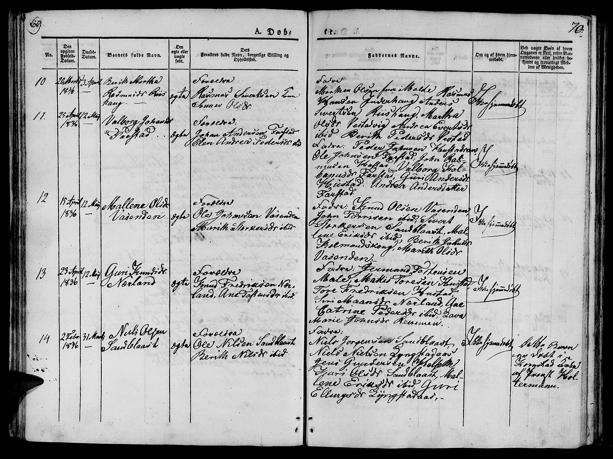 Ministerialprotokoller, klokkerbøker og fødselsregistre - Møre og Romsdal, AV/SAT-A-1454/566/L0765: Ministerialbok nr. 566A04, 1829-1841, s. 69-70