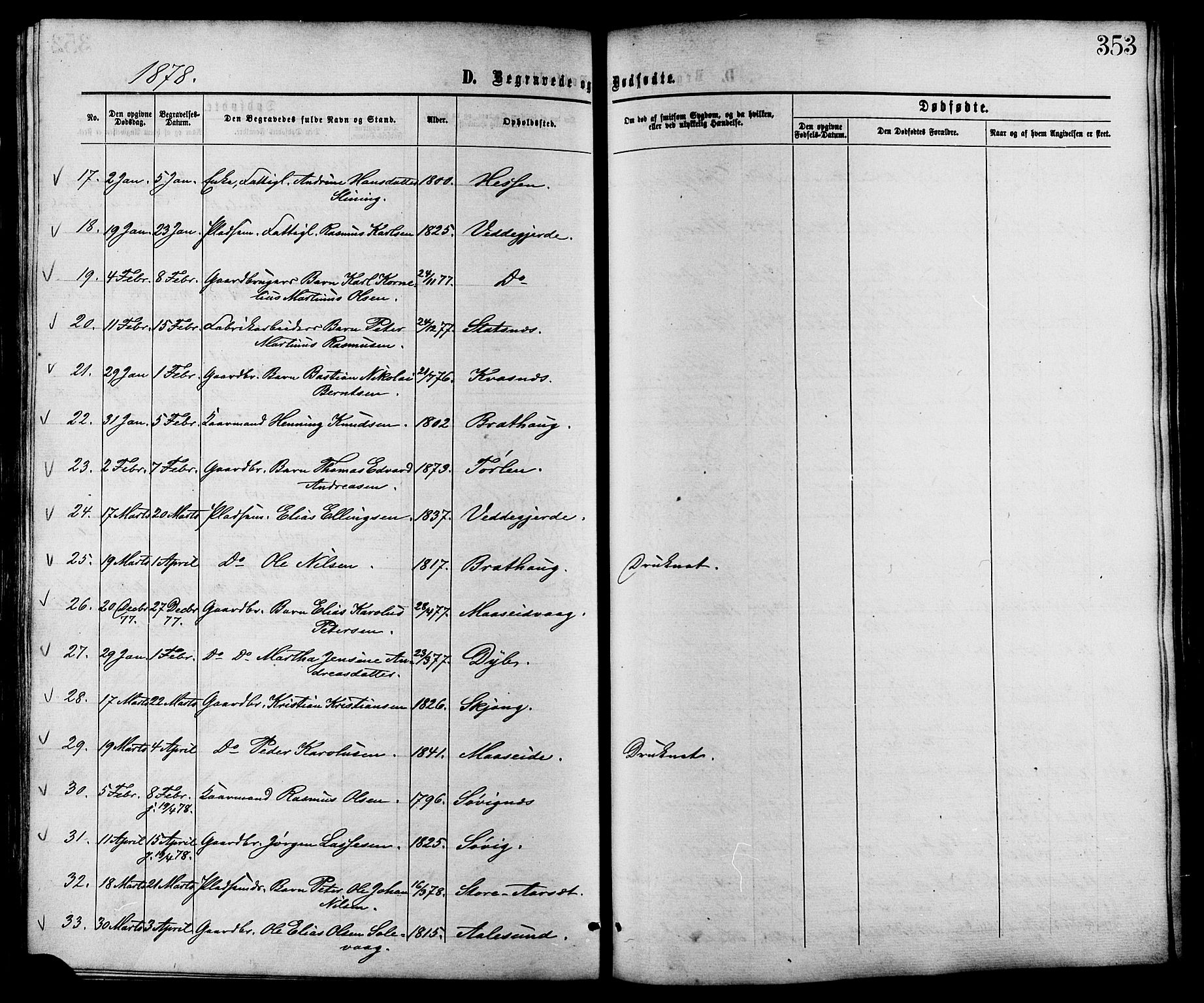 Ministerialprotokoller, klokkerbøker og fødselsregistre - Møre og Romsdal, AV/SAT-A-1454/528/L0399: Ministerialbok nr. 528A10, 1864-1879, s. 353