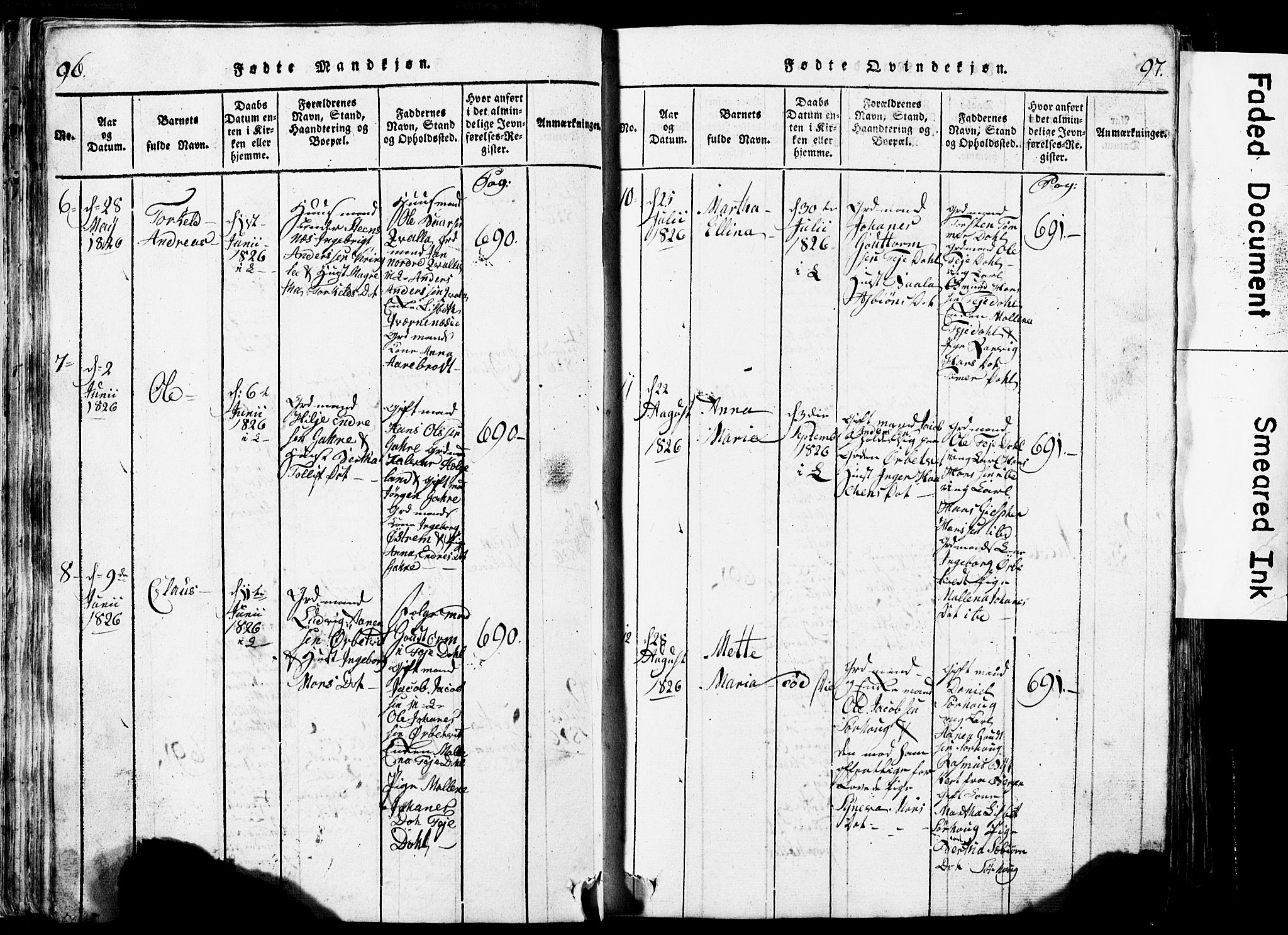 Torvastad sokneprestkontor, AV/SAST-A -101857/H/Ha/Hab/L0002: Klokkerbok nr. B 2, 1817-1834, s. 96-97