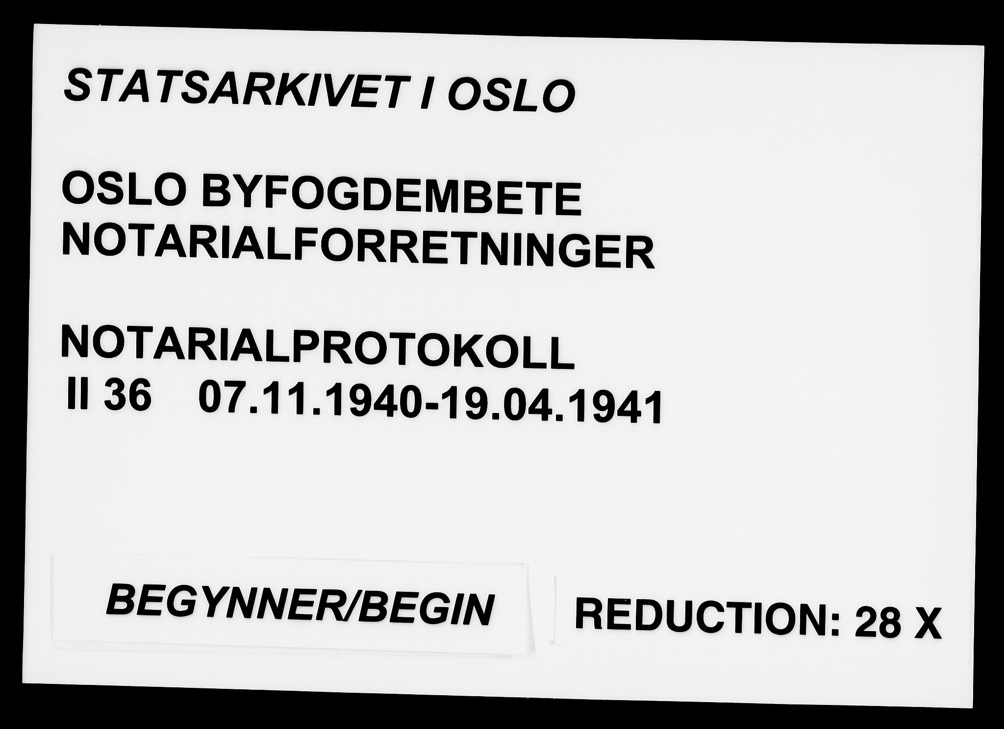 Oslo byfogd avd. I, AV/SAO-A-10220/L/Lb/Lbb/L0036: Notarialprotokoll, rekke II: Vigsler, 1940-1941