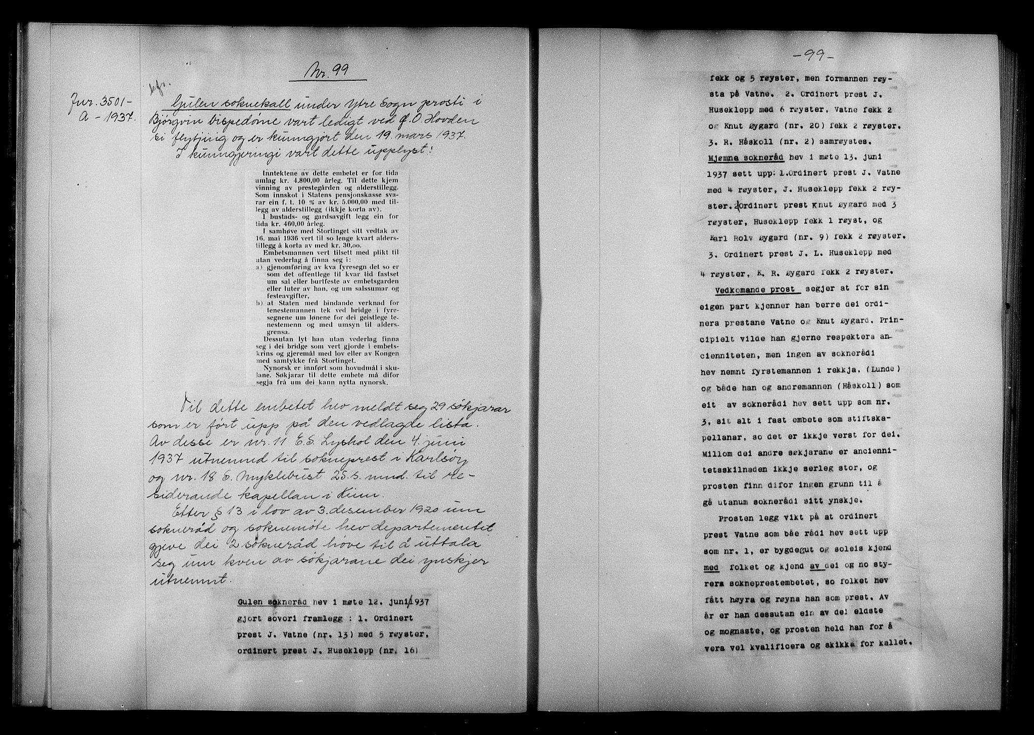 Kirke- og undervisningsdepartementet, Kontoret  for kirke og geistlighet A, AV/RA-S-1007/A/Aa/L0357: Referatprotokoll m/register, bd. 2. Ref.nr. 94-181, 1937
