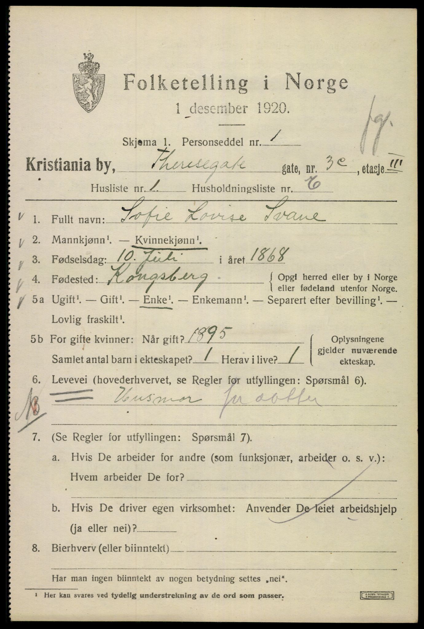 SAO, Folketelling 1920 for 0301 Kristiania kjøpstad, 1920, s. 565973