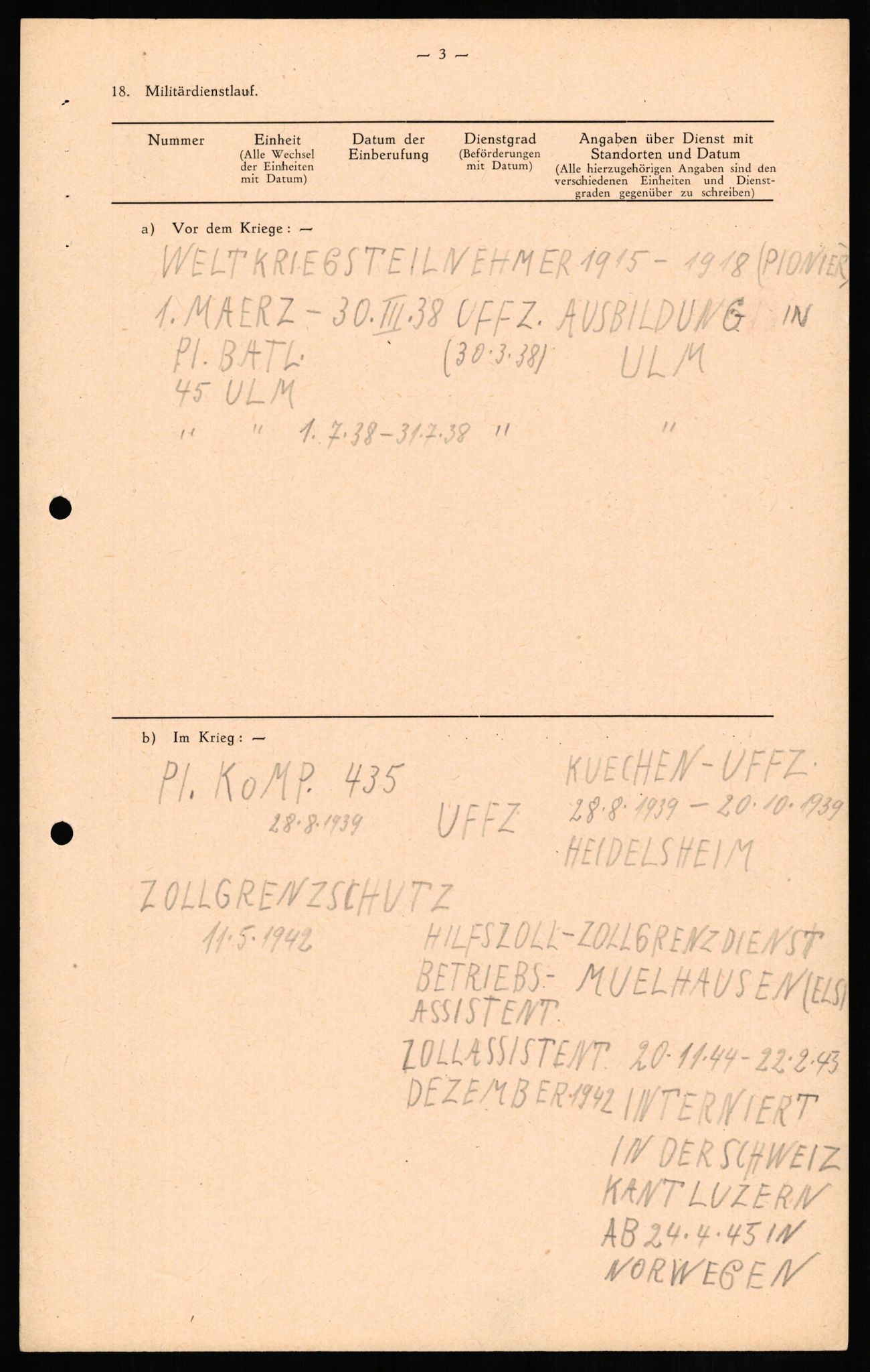 Forsvaret, Forsvarets overkommando II, RA/RAFA-3915/D/Db/L0015: CI Questionaires. Tyske okkupasjonsstyrker i Norge. Tyskere., 1945-1946, s. 161