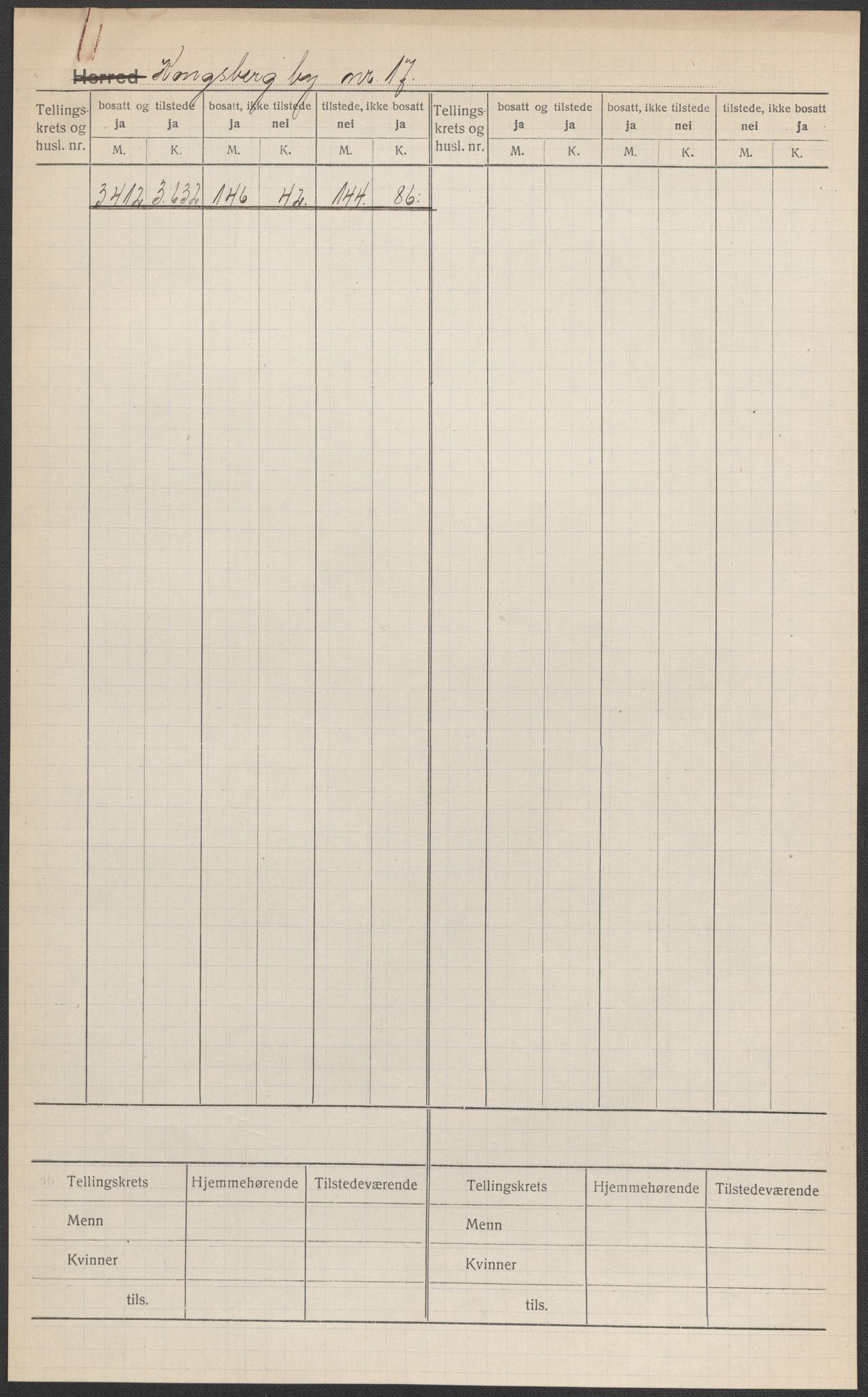 SAKO, Folketelling 1920 for 0604 Kongsberg kjøpstad, 1920, s. 1