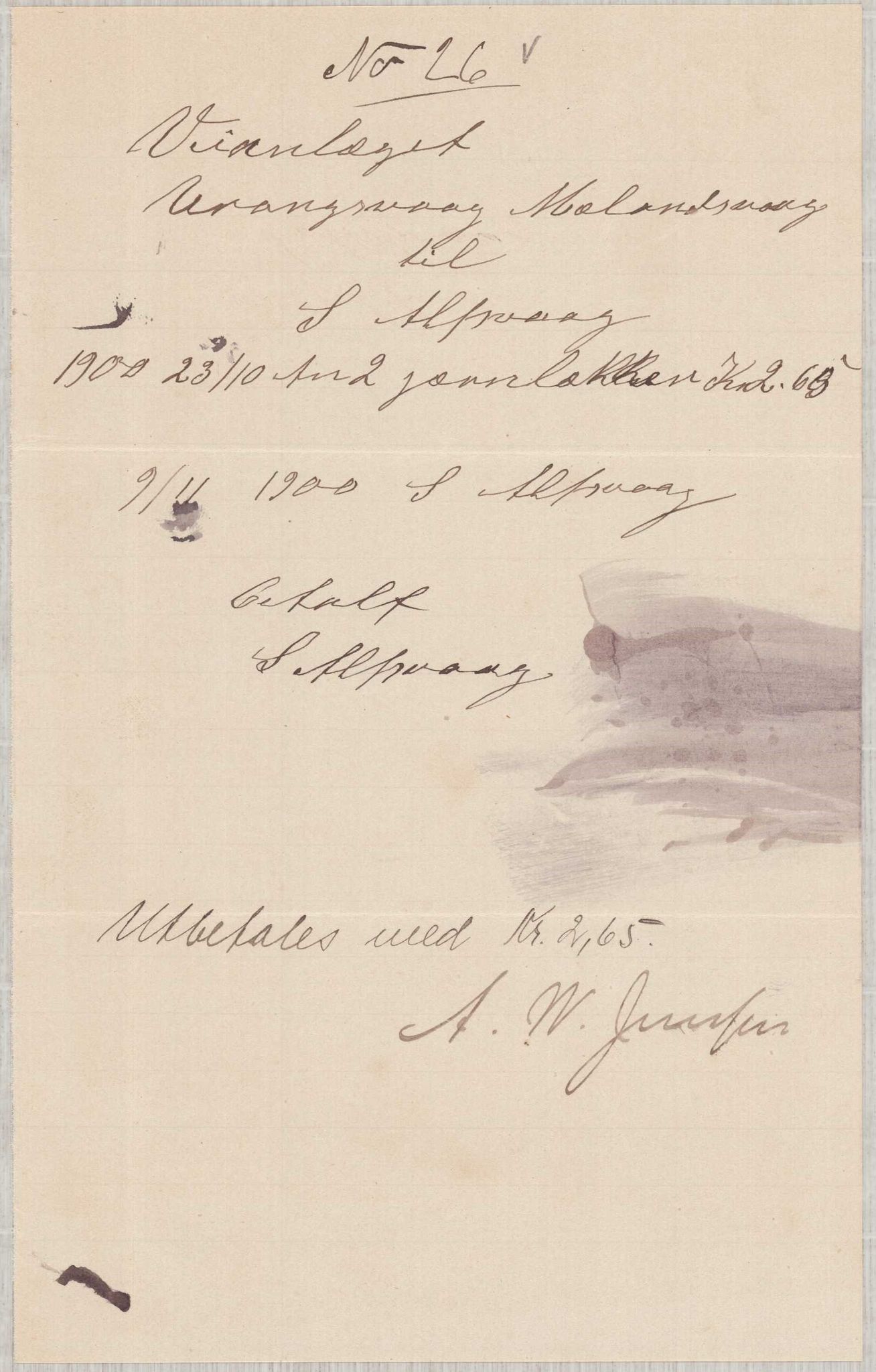 Finnaas kommune. Formannskapet, IKAH/1218a-021/E/Ea/L0002/0001: Rekneskap for veganlegg / Rekneskap for veganlegget Urangsvåg - Mælandsvåg, 1898-1900, s. 169