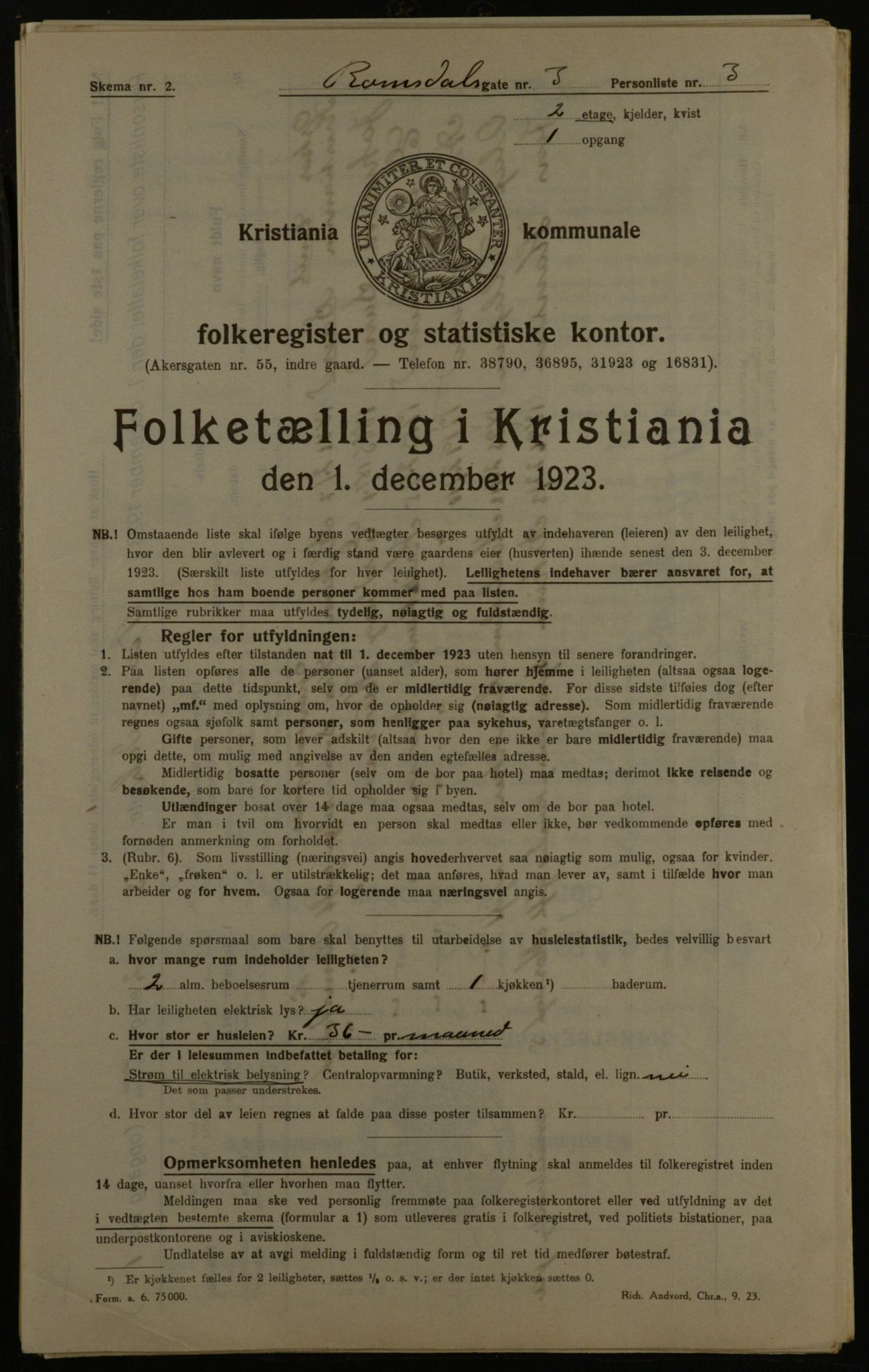 OBA, Kommunal folketelling 1.12.1923 for Kristiania, 1923, s. 91884