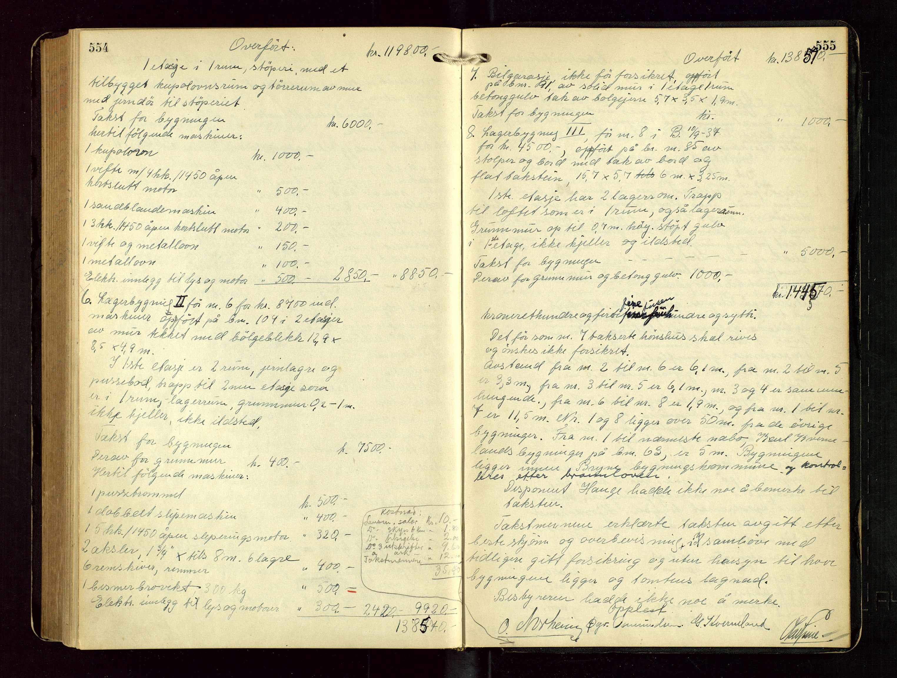 Time lensmannskontor, AV/SAST-A-100420/Goa/L0003: "Brandtakstprotokol", 1918-1944, s. 554-555