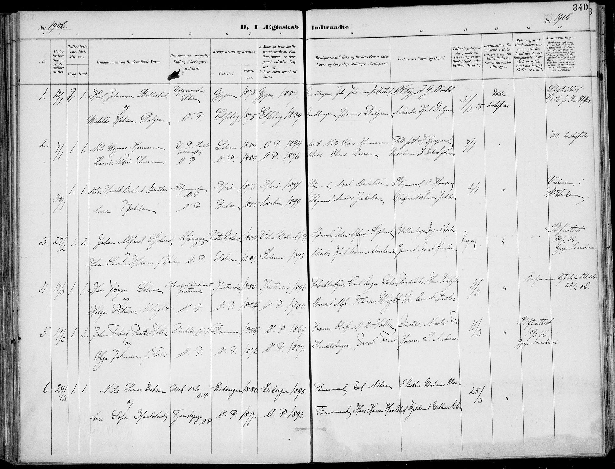 Porsgrunn kirkebøker , AV/SAKO-A-104/F/Fa/L0011: Ministerialbok nr. 11, 1895-1919, s. 340