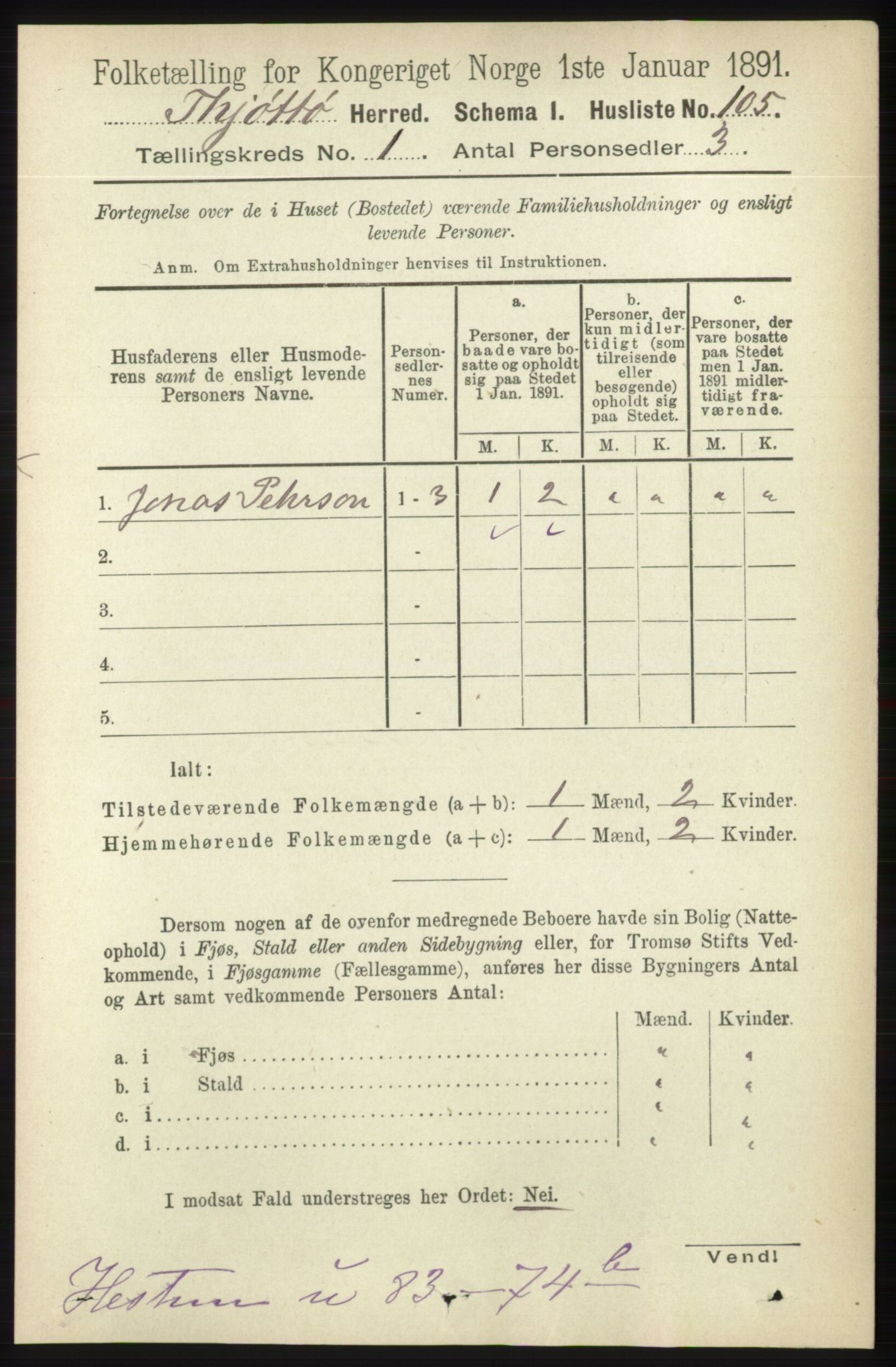 RA, Folketelling 1891 for 1817 Tjøtta herred, 1891, s. 127