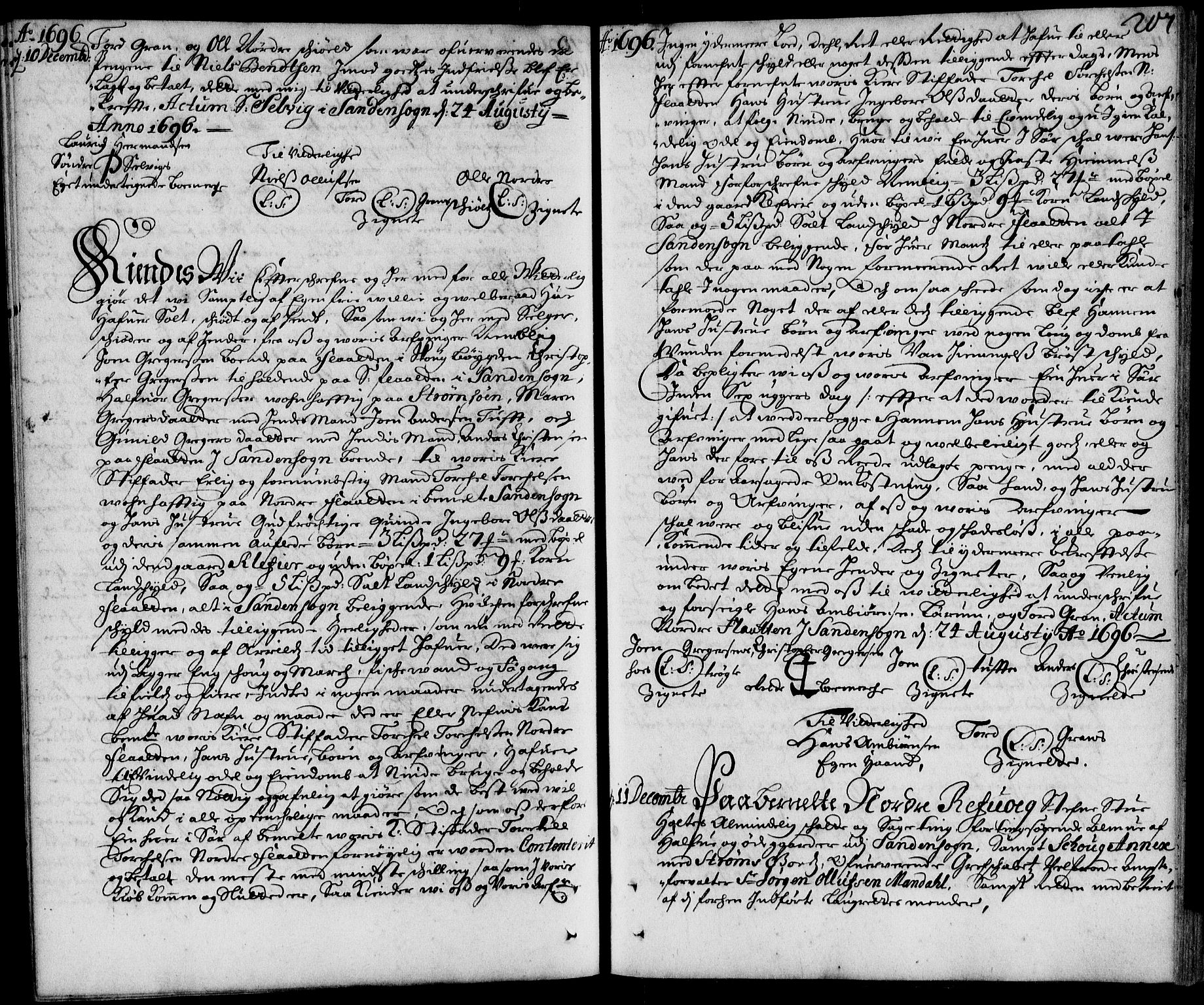 Nordre Jarlsberg sorenskriveri, AV/SAKO-A-80/G/Ga/Gaa/L0001: Pantebok nr. 1, 1688-1699, s. 207