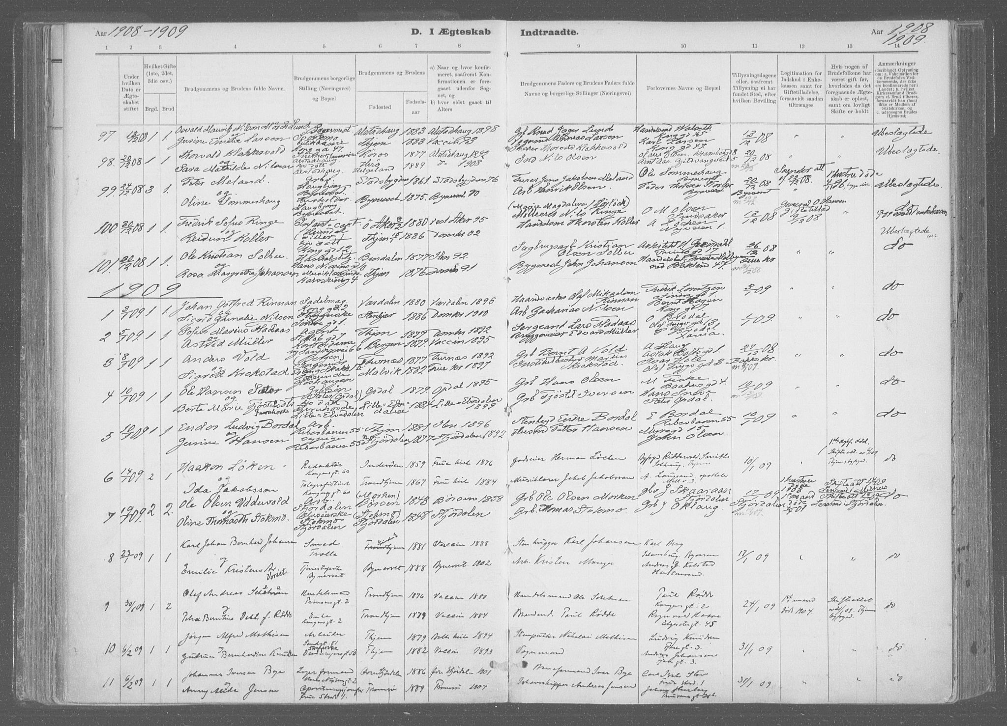 Ministerialprotokoller, klokkerbøker og fødselsregistre - Sør-Trøndelag, AV/SAT-A-1456/601/L0064: Ministerialbok nr. 601A31, 1891-1911