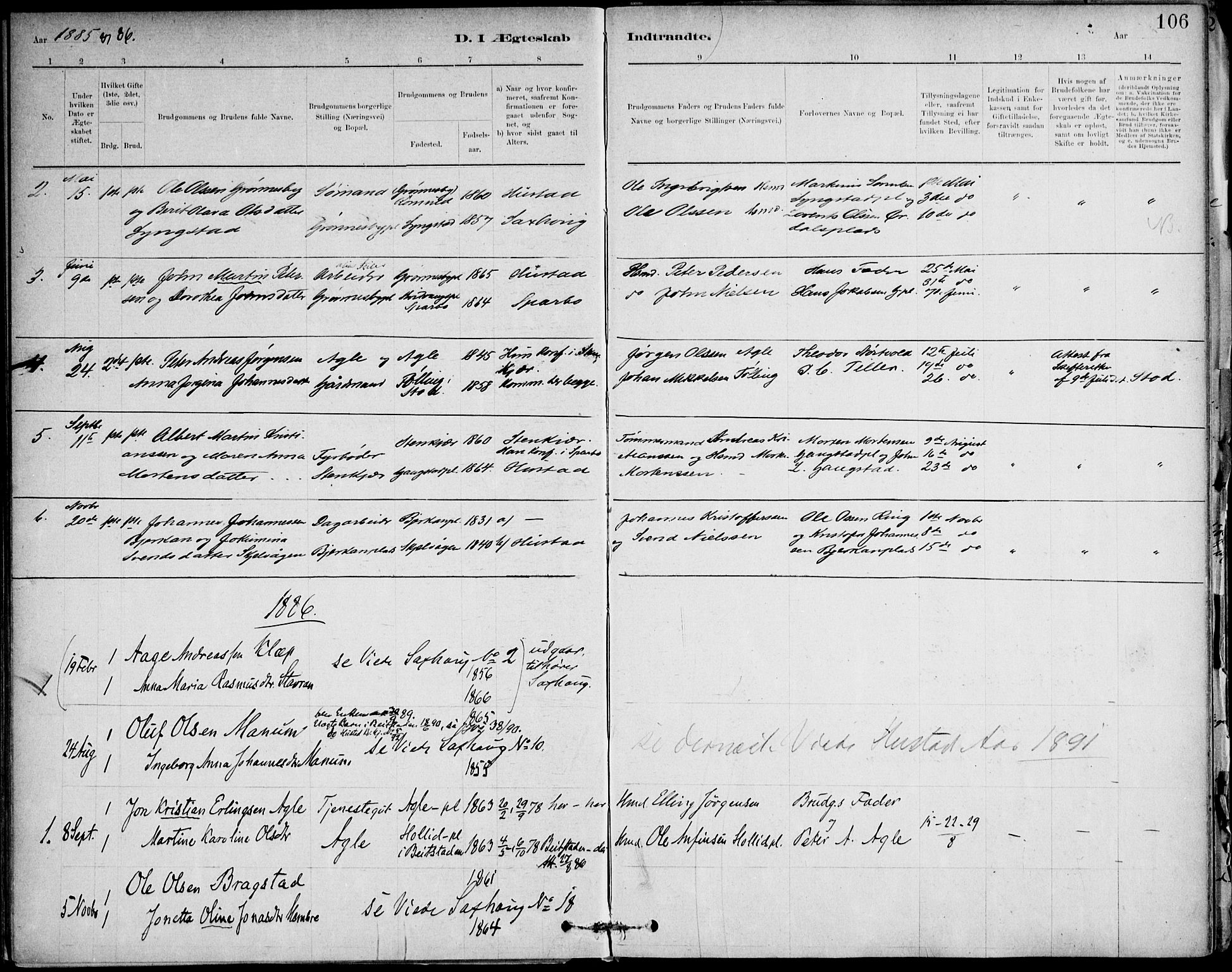 Ministerialprotokoller, klokkerbøker og fødselsregistre - Nord-Trøndelag, SAT/A-1458/732/L0316: Ministerialbok nr. 732A01, 1879-1921, s. 106