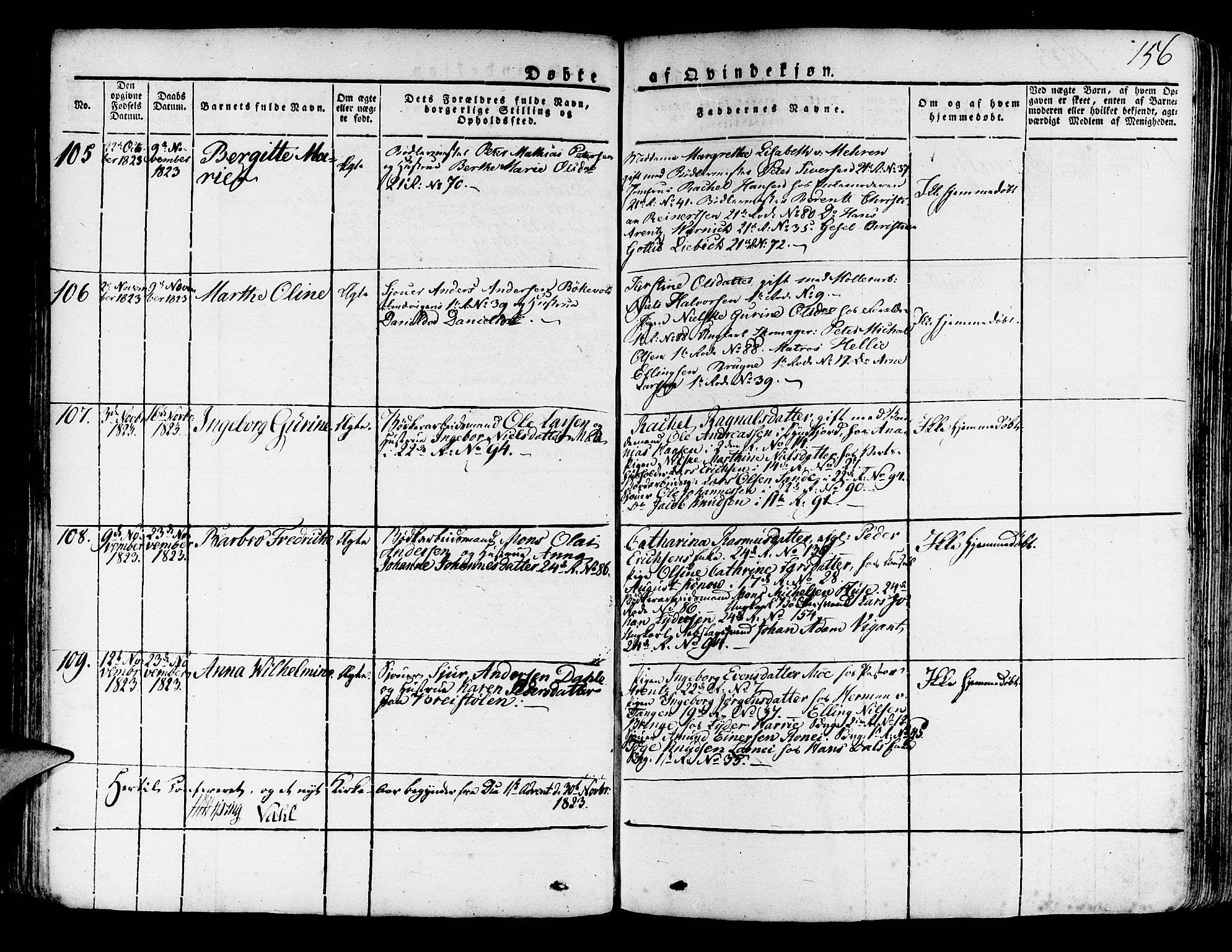 Korskirken sokneprestembete, AV/SAB-A-76101/H/Haa/L0014: Ministerialbok nr. A 14, 1823-1835, s. 156