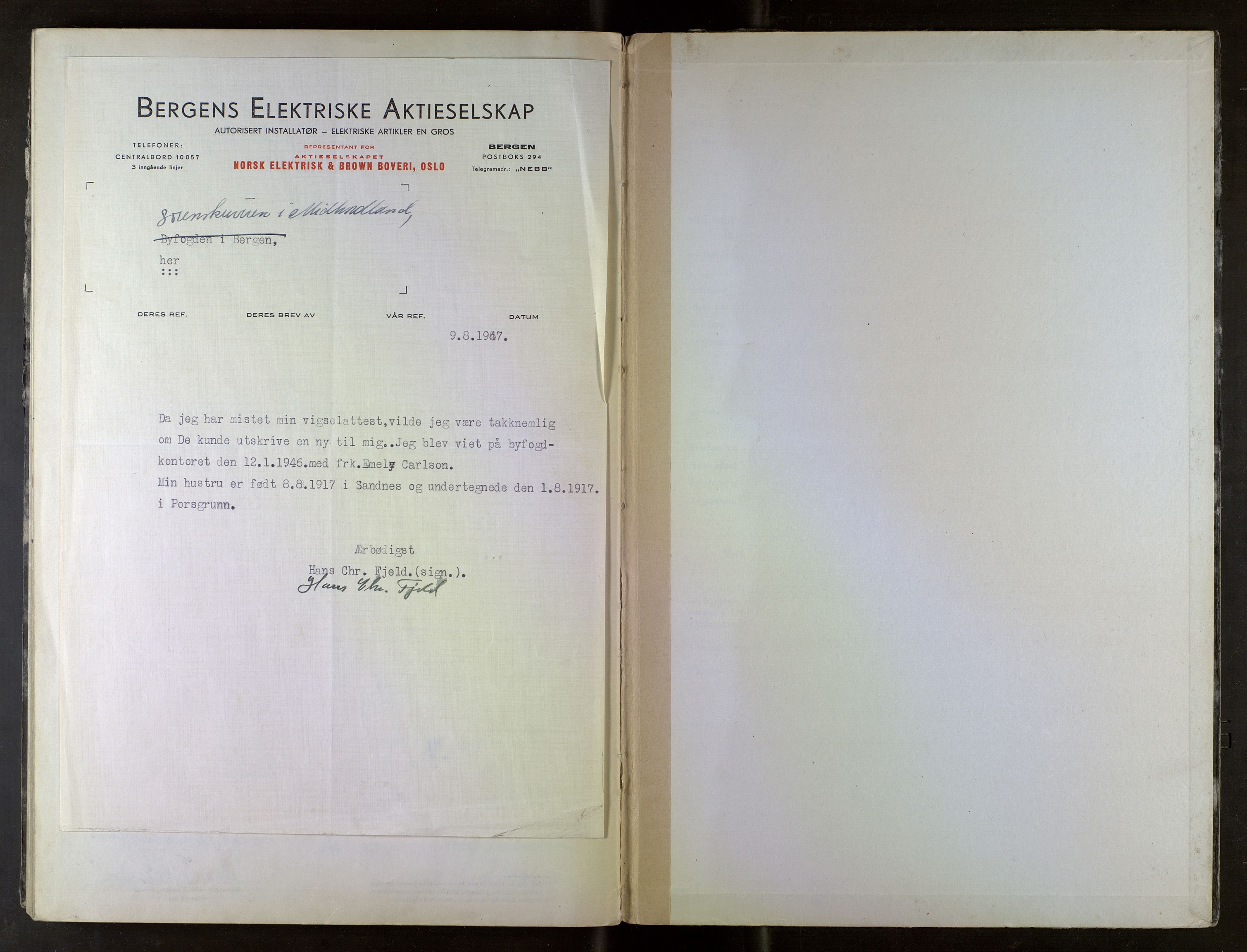 Midhordland sorenskriveri, SAB/A-3001/1/M/Mc/Mca/L0007: Notarialbilag. Vigselbøker, 1945-1948