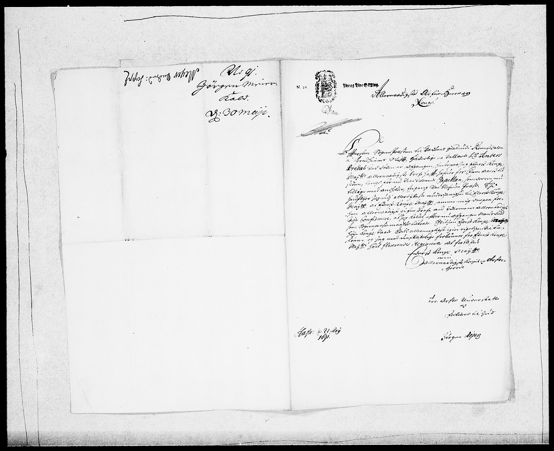Danske Kanselli 1572-1799, AV/RA-EA-3023/F/Fc/Fcc/Fcca/L0044: Norske innlegg 1572-1799, 1690-1691, s. 224