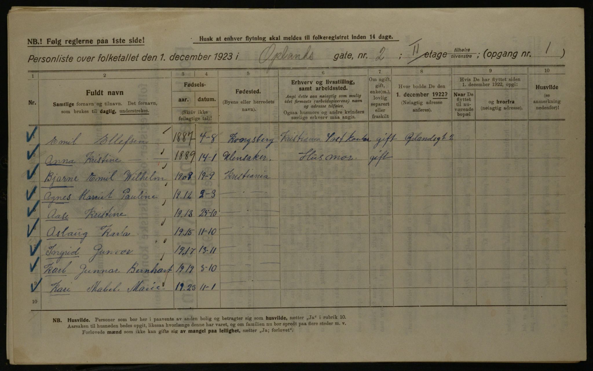 OBA, Kommunal folketelling 1.12.1923 for Kristiania, 1923, s. 83687