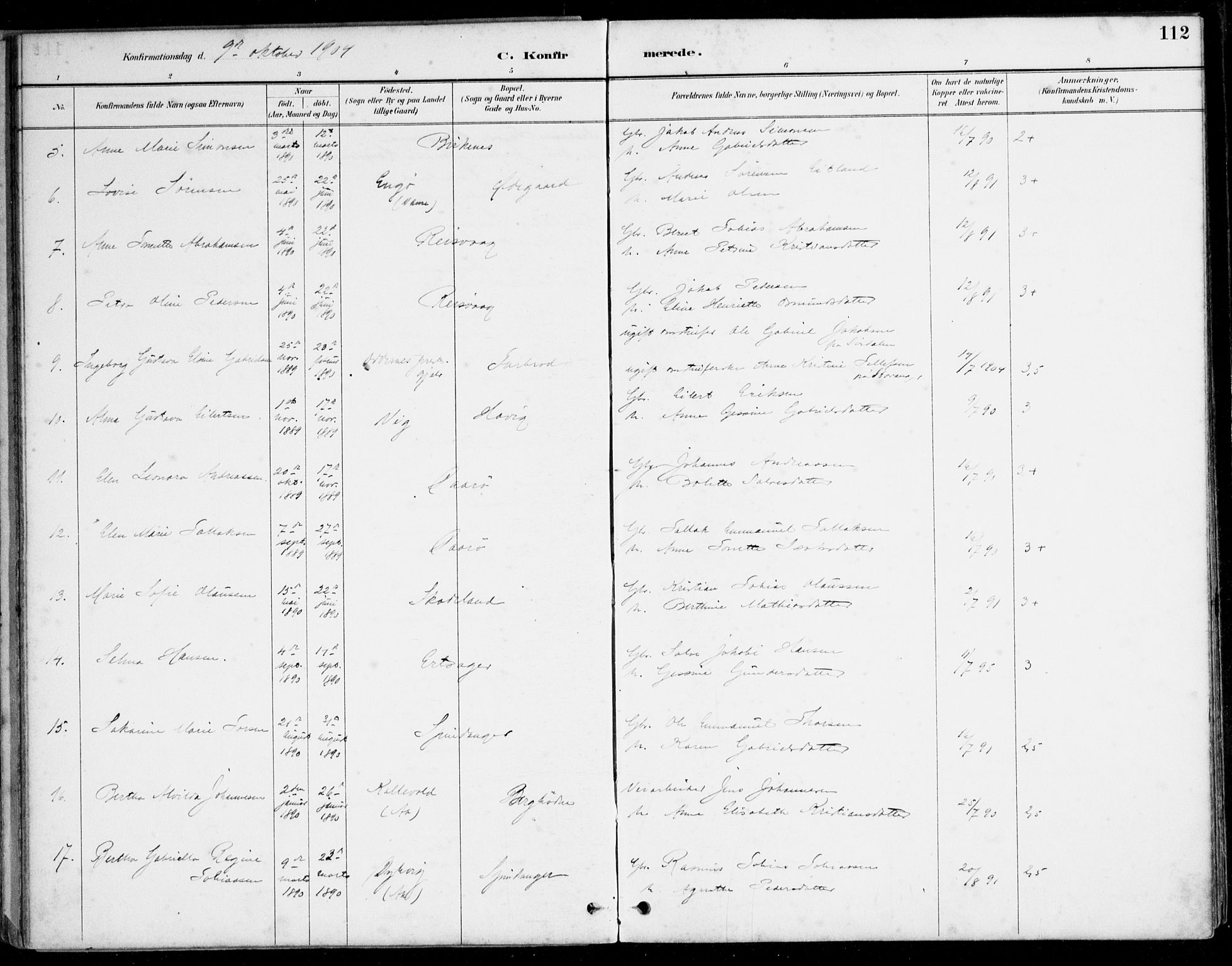 Herad sokneprestkontor, SAK/1111-0018/F/Fa/Fab/L0005: Ministerialbok nr. A 5, 1886-1913, s. 112