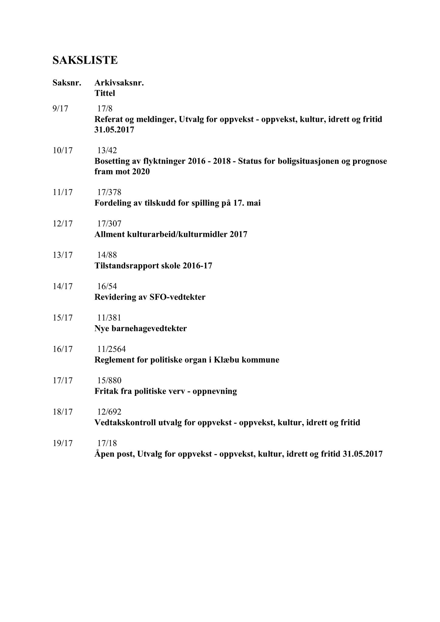 Klæbu Kommune, TRKO/KK/04-UO/L008: Utvalg for oppvekst - Møtedokumenter, 2017, s. 283