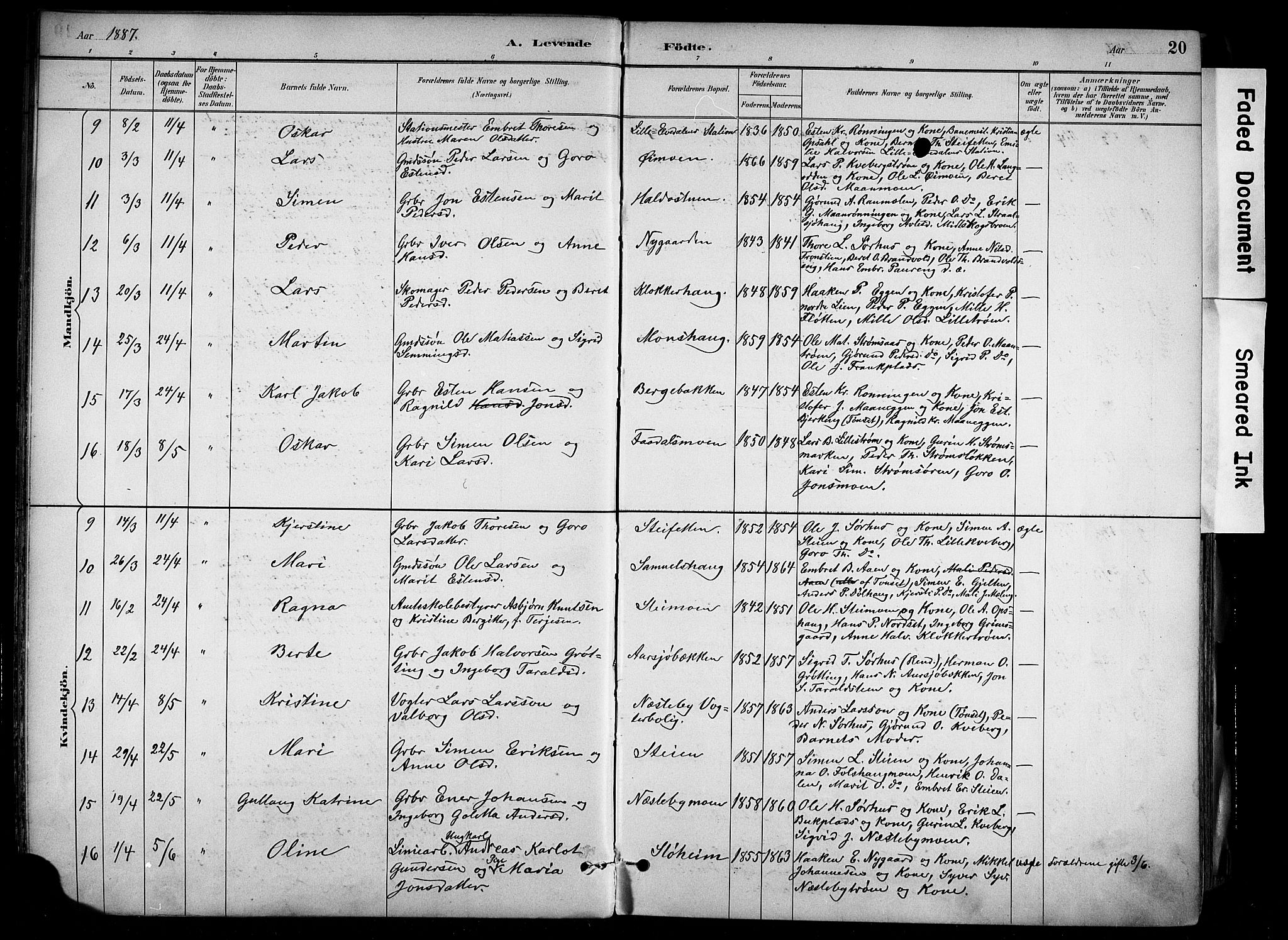 Alvdal prestekontor, AV/SAH-PREST-060/H/Ha/Haa/L0002: Ministerialbok nr. 2, 1883-1906, s. 20