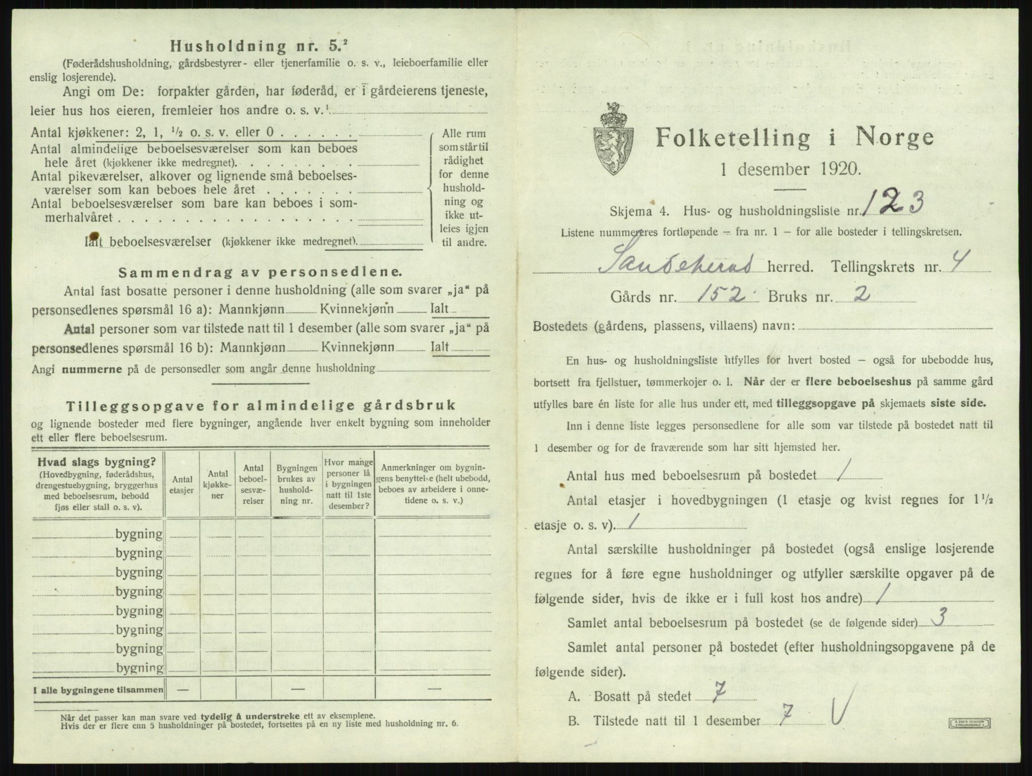 SAKO, Folketelling 1920 for 0724 Sandeherred herred, 1920, s. 878