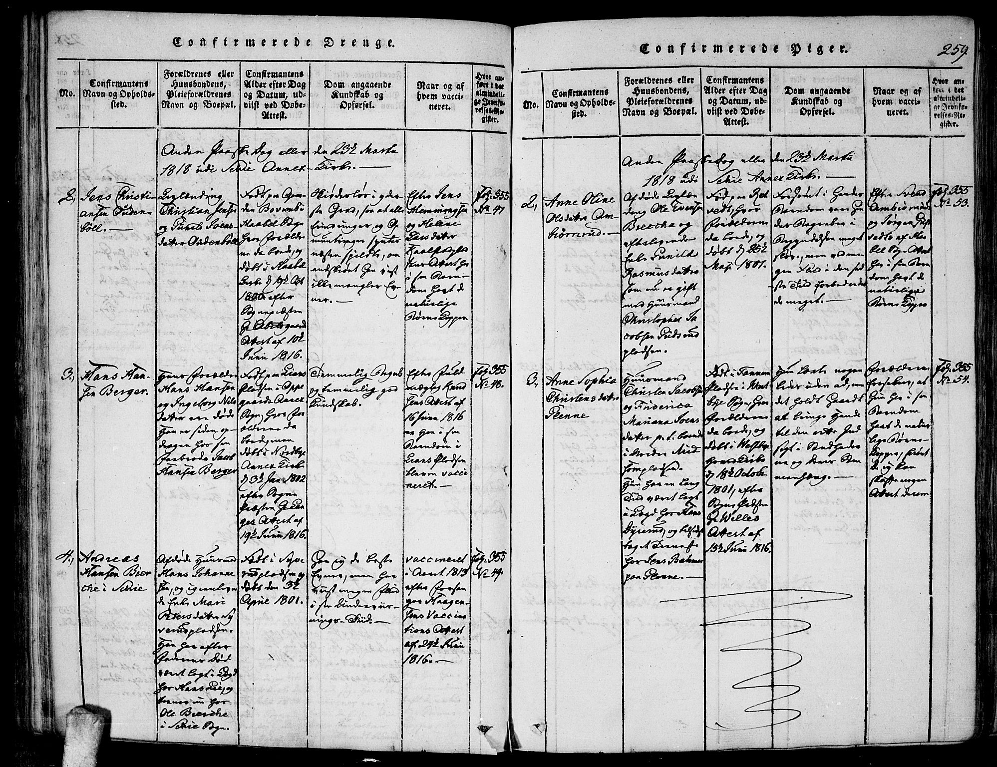 Kråkstad prestekontor Kirkebøker, SAO/A-10125a/F/Fa/L0003: Ministerialbok nr. I 3, 1813-1824, s. 259
