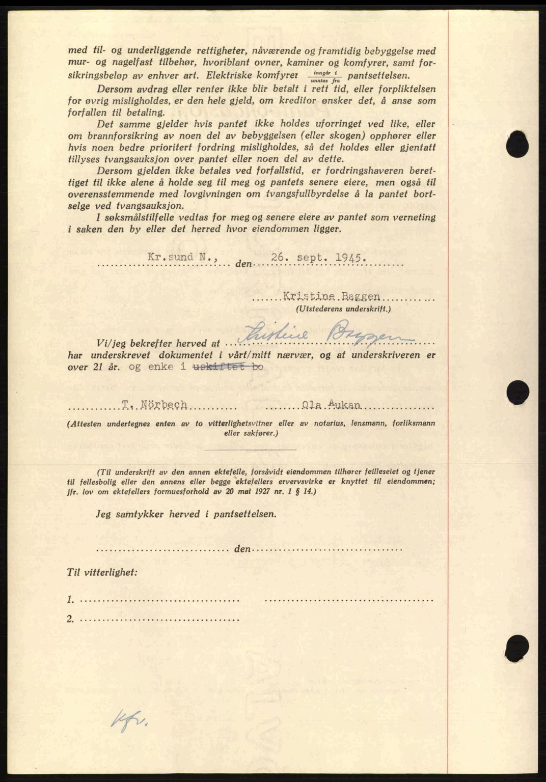 Nordmøre sorenskriveri, AV/SAT-A-4132/1/2/2Ca: Pantebok nr. B93a, 1945-1945, Dagboknr: 1433/1945