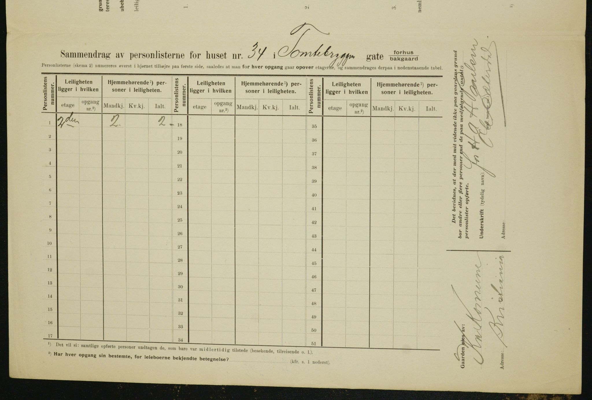 OBA, Kommunal folketelling 1.2.1910 for Kristiania, 1910, s. 107621