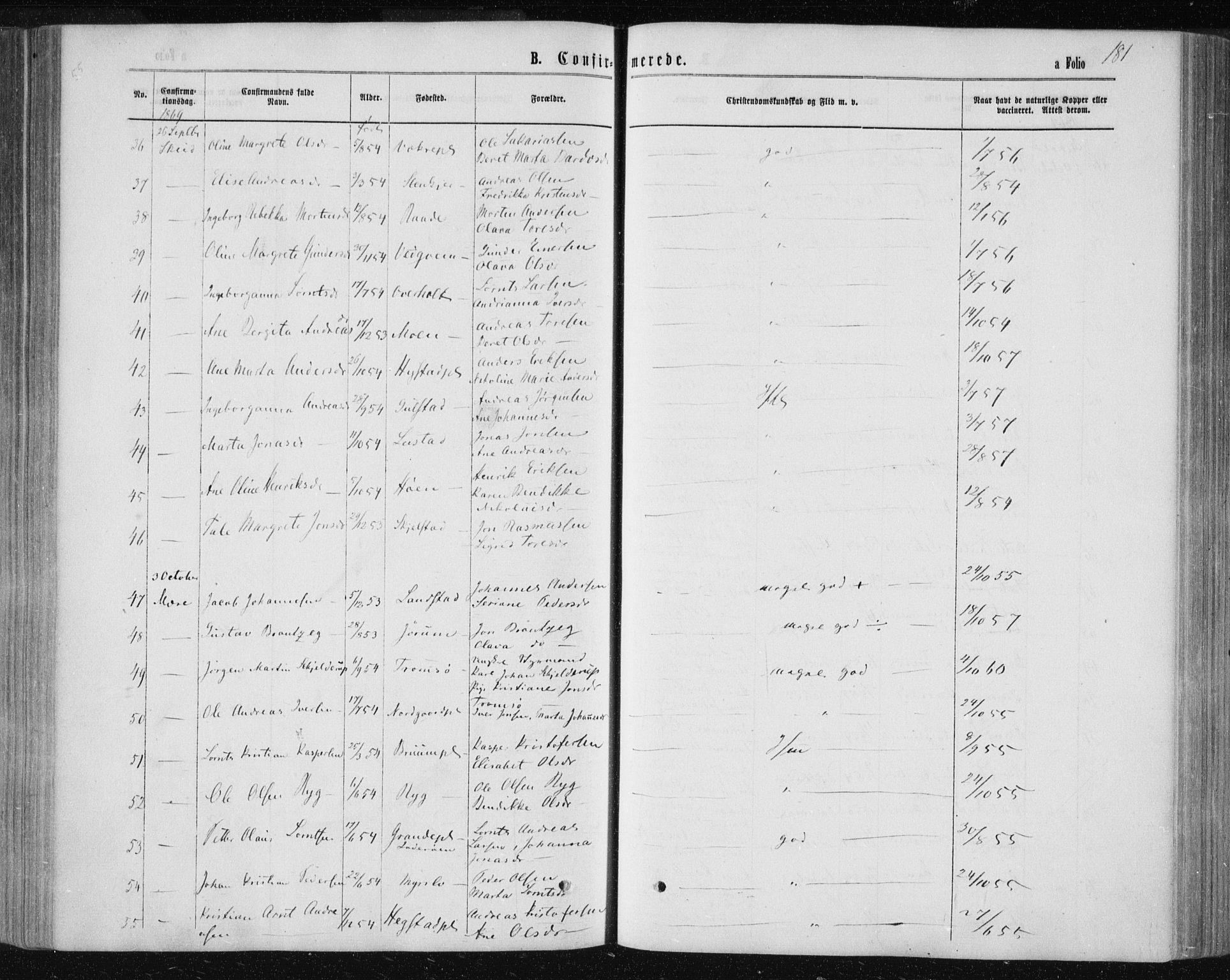 Ministerialprotokoller, klokkerbøker og fødselsregistre - Nord-Trøndelag, AV/SAT-A-1458/735/L0345: Ministerialbok nr. 735A08 /1, 1863-1872, s. 181